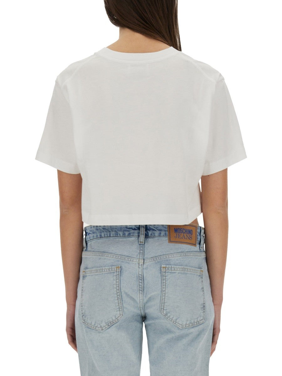 Moschino Jeans CROPPED T-SHIRT MIT EISCREME-PRINT