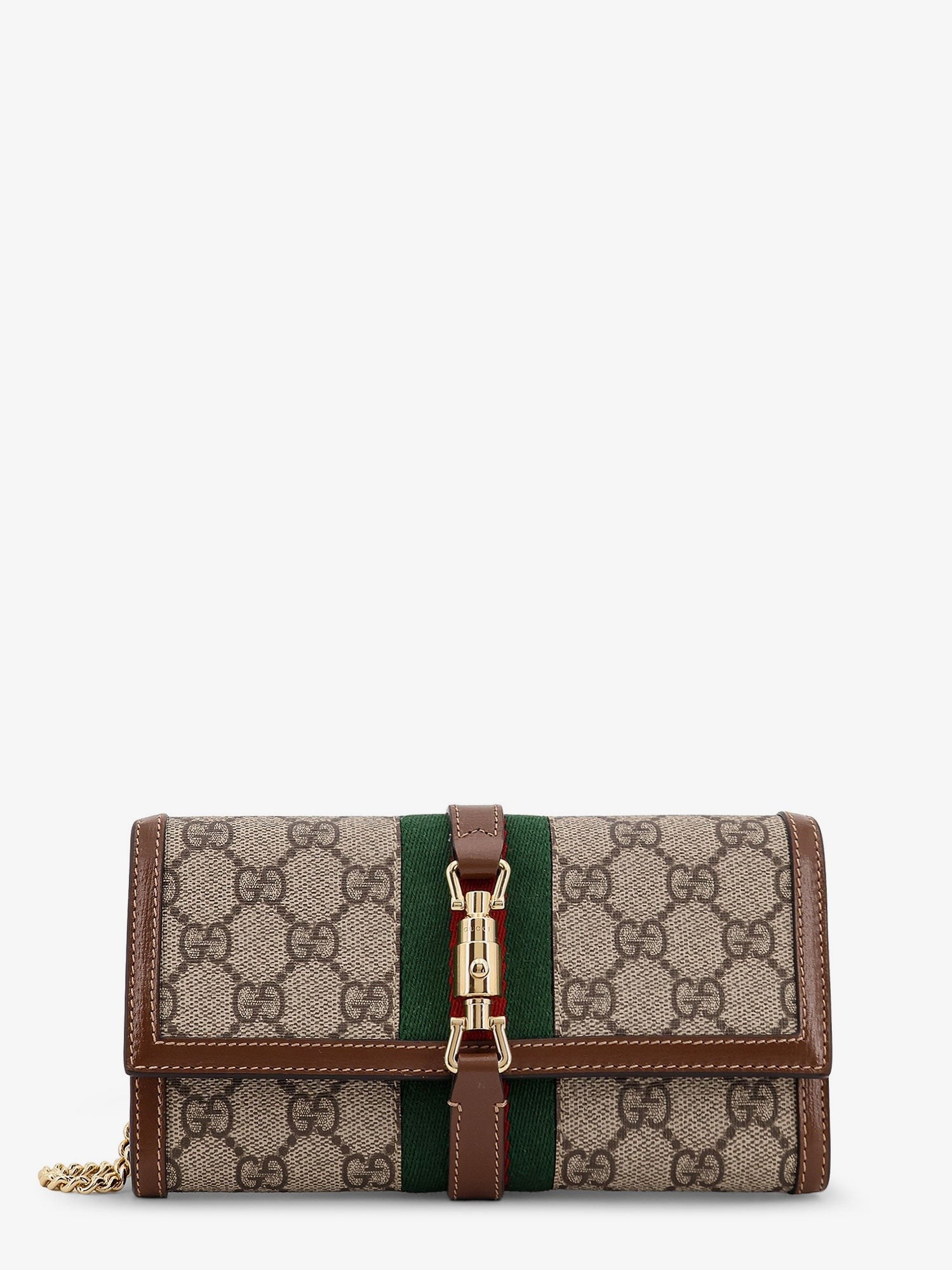 Gucci Jackie 1961 GG Supreme fabric and leather wallet with shoulder strap