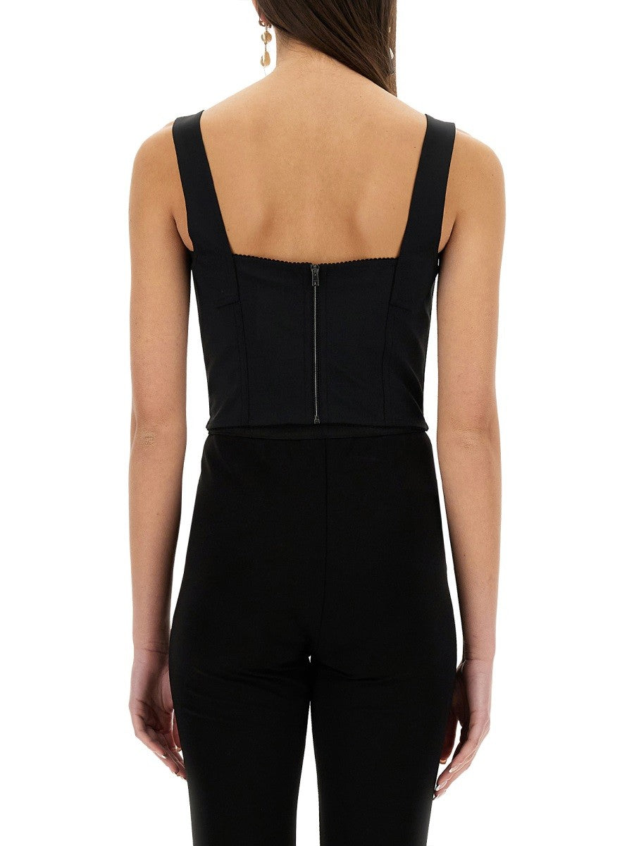 Dolce & Gabbana JACQUARD AND LACE SHEATH CORSETRY BUSTIER