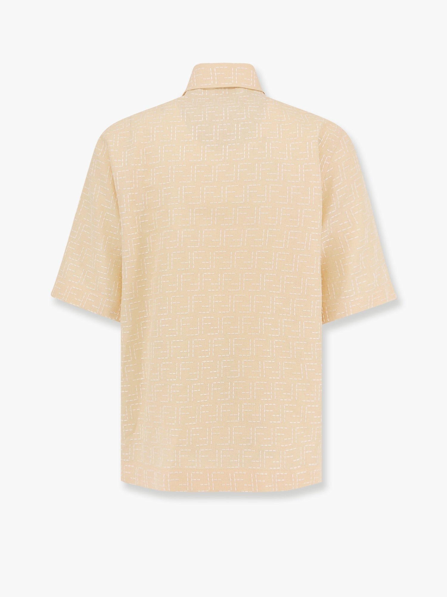 Fendi Jacquardskjorta i linne och bomull med allover FF-brodyr