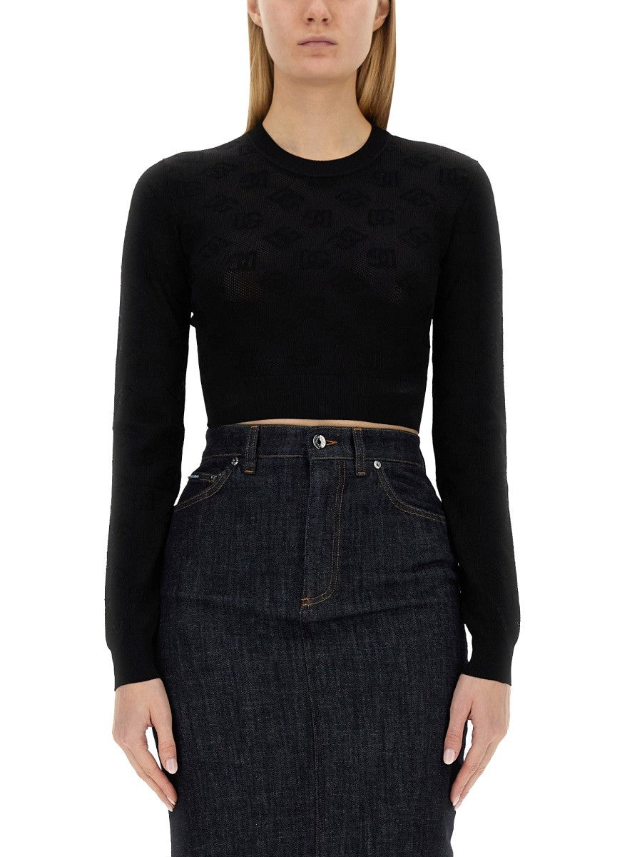 Dolce & Gabbana SWETER Z LOGO ŻAKARDOWYM
