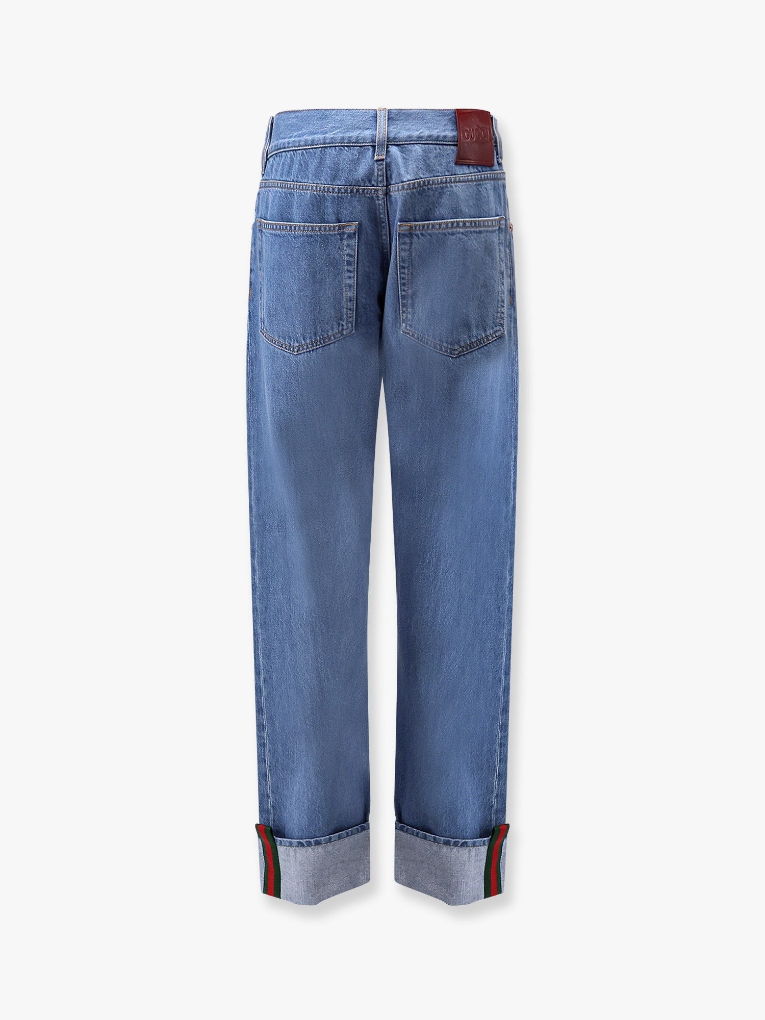 Gucci Jeans avec revers et détail Gucci Web
