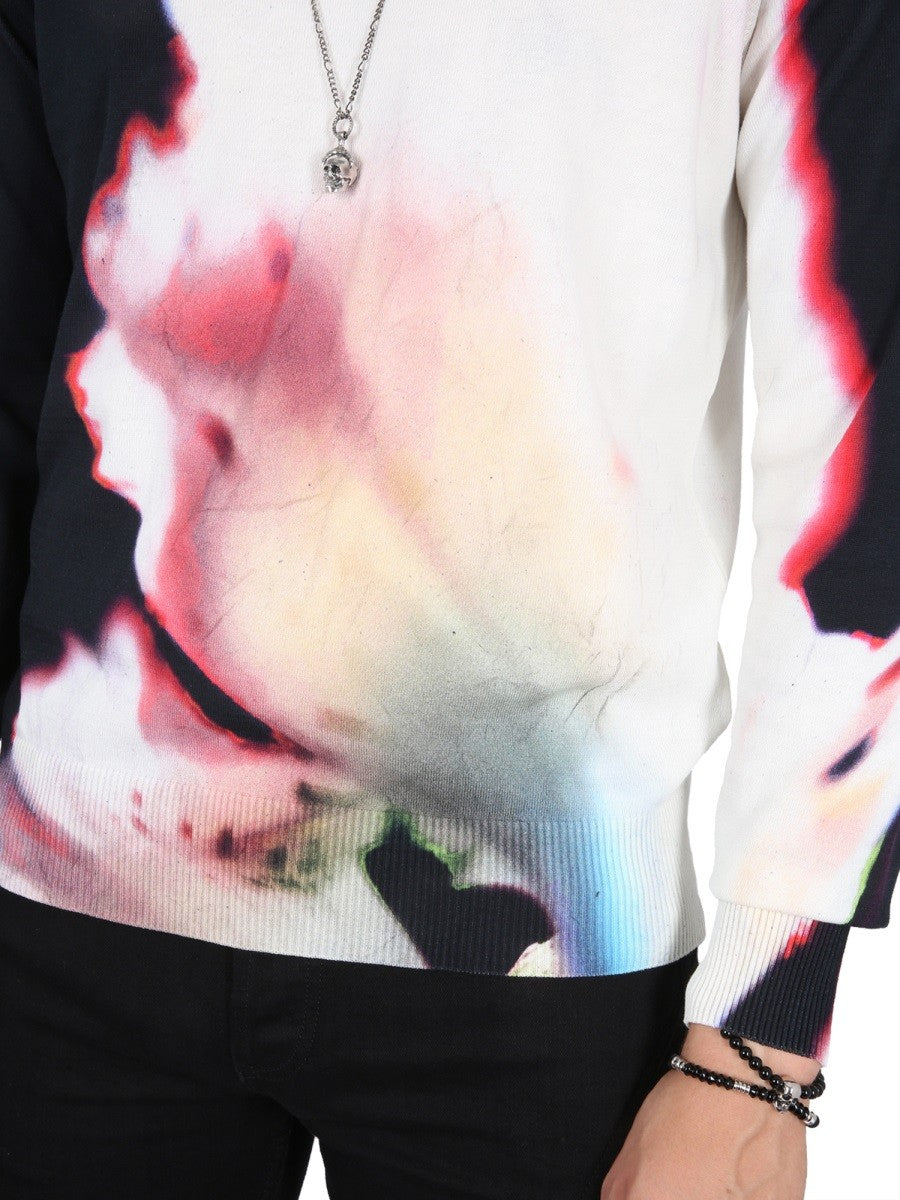 Alexander Mcqueen JERSEY SZOLARIZÁLT VIRÁGMINTÁVAL