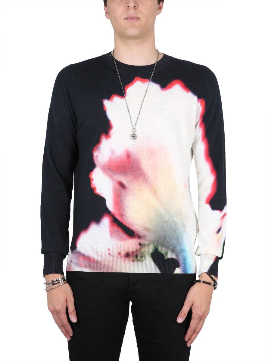 Alexander Mcqueen JERSEY SZOLARIZÁLT VIRÁGMINTÁVAL