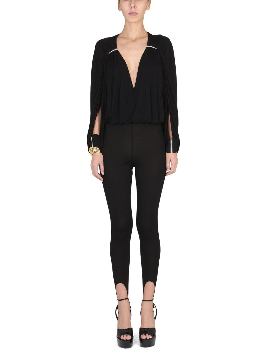 Saint Laurent JUMPSUIT WITH OPEN SLEEVES IN CREPE JERSEY