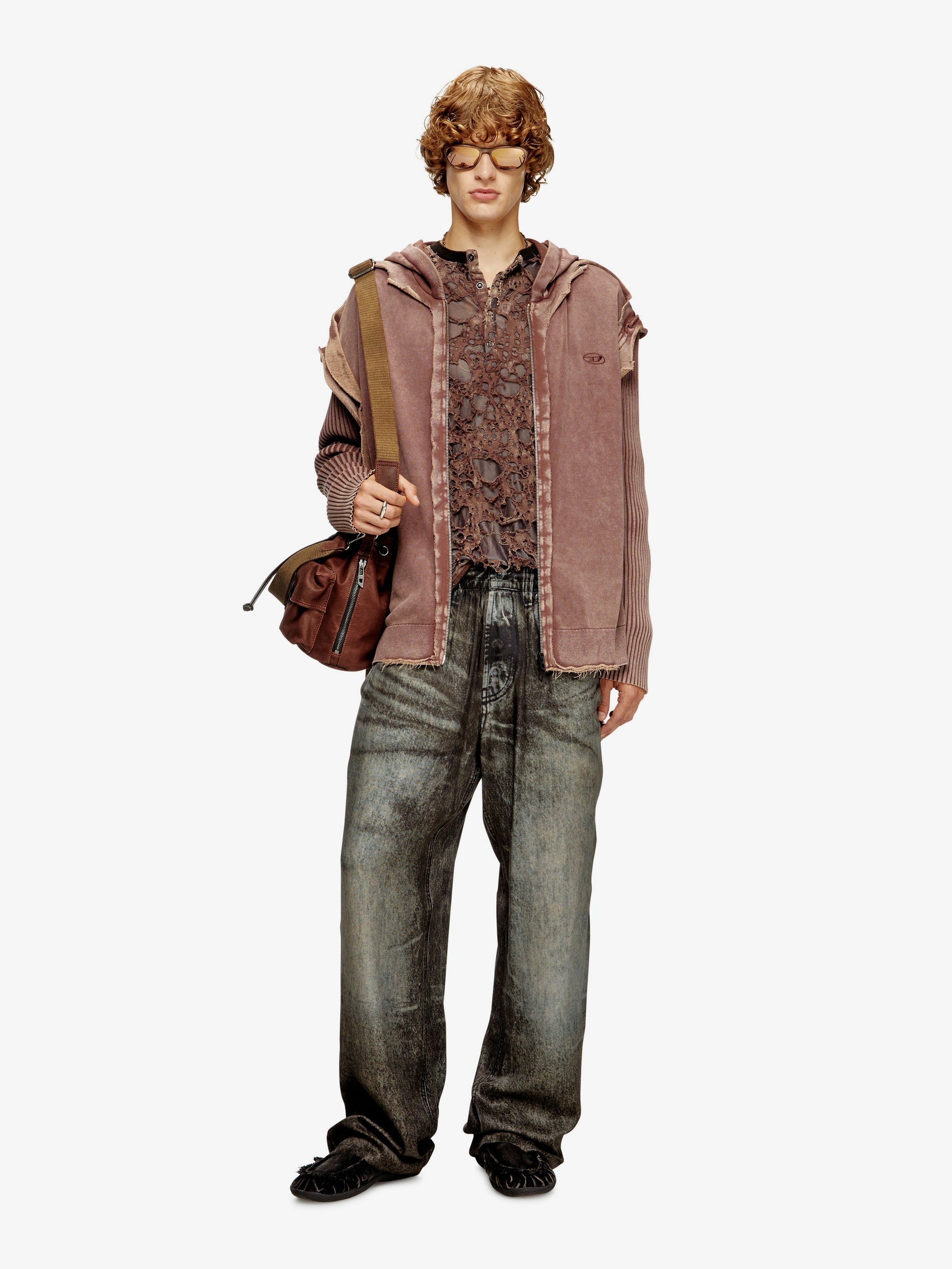 スウェット・トレーナー Diesel K-Pelto Cotton Sweatshirt With Distressed Effect Diesel K-Pelto Cotton Sweatshirt With Distressed Effect