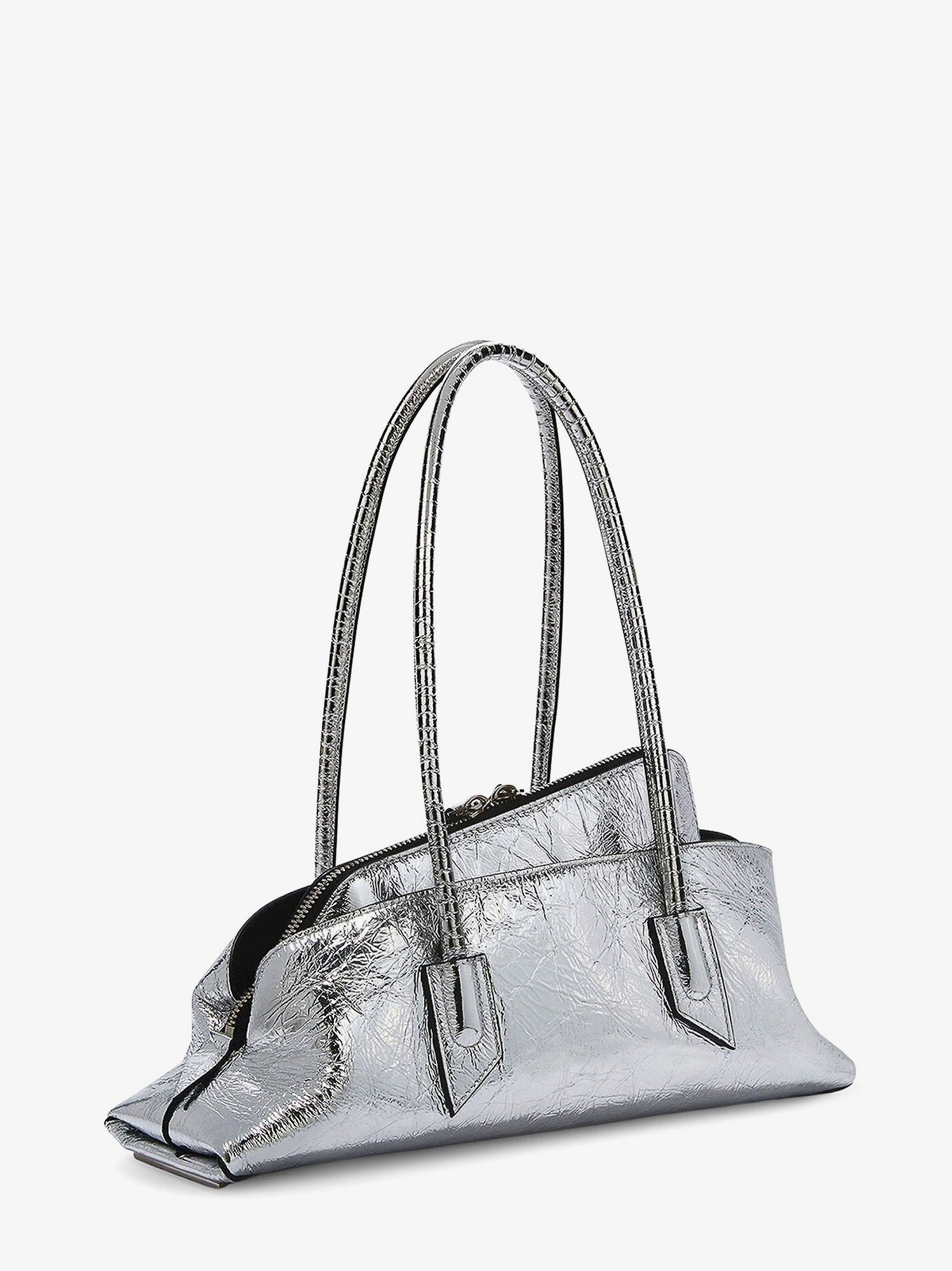 The Attico La Passeggiata Small laminated leather shoulder bag
