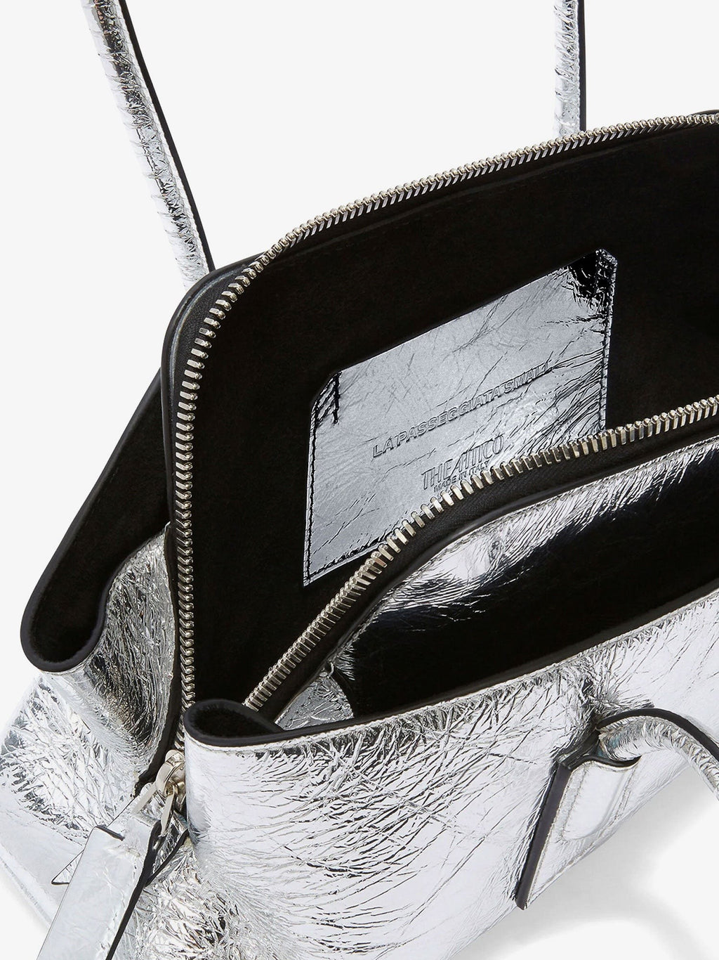 The Attico La Passeggiata Small laminated leather shoulder bag