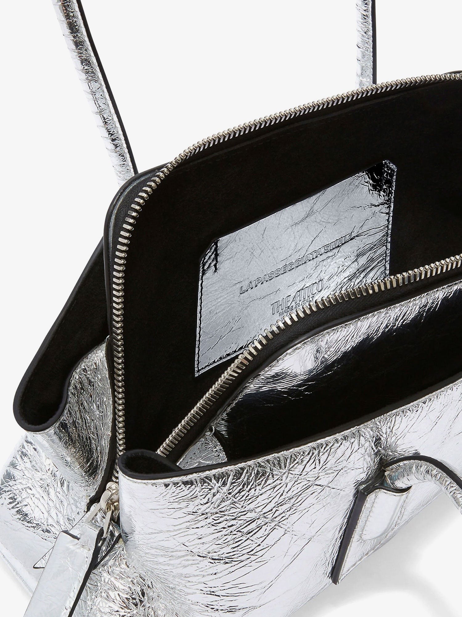 The Attico La Passeggiata Small laminated leather shoulder bag