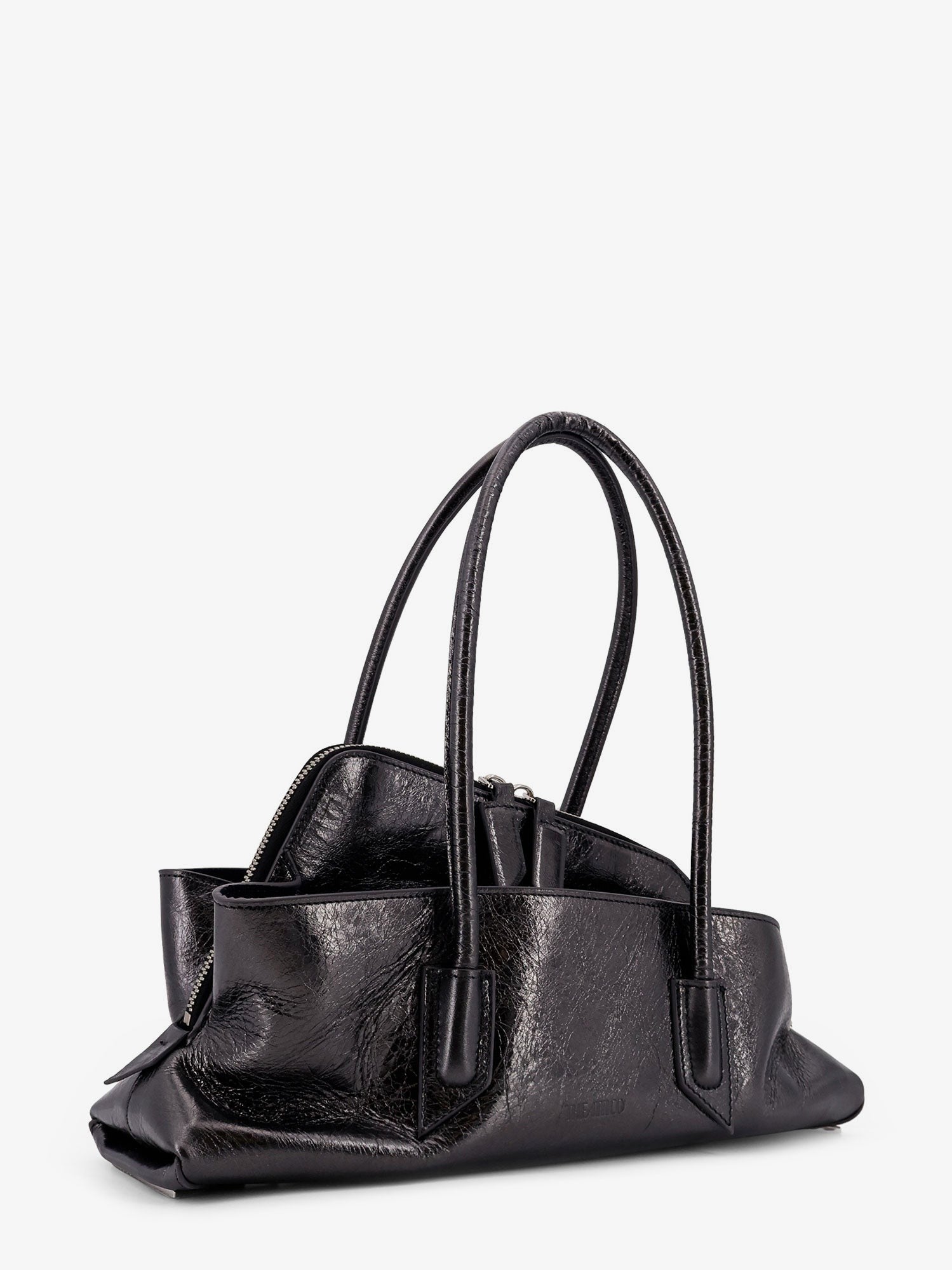 The Attico La Passeggiata Small laminated leather shoulder bag