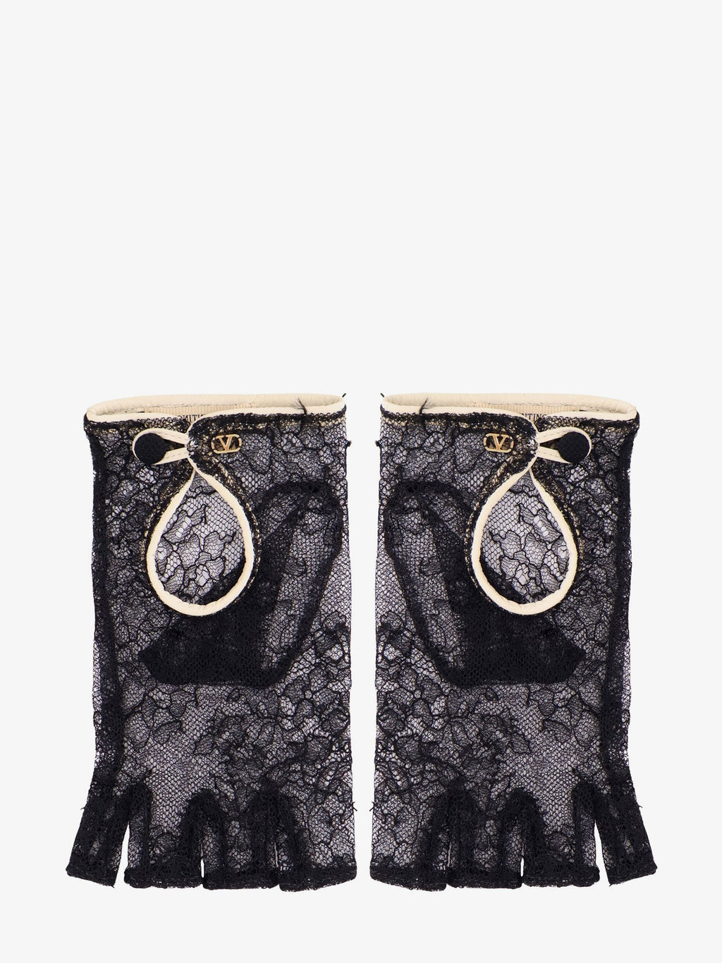 Valentino Garavani Lace gloves with leather profiles
