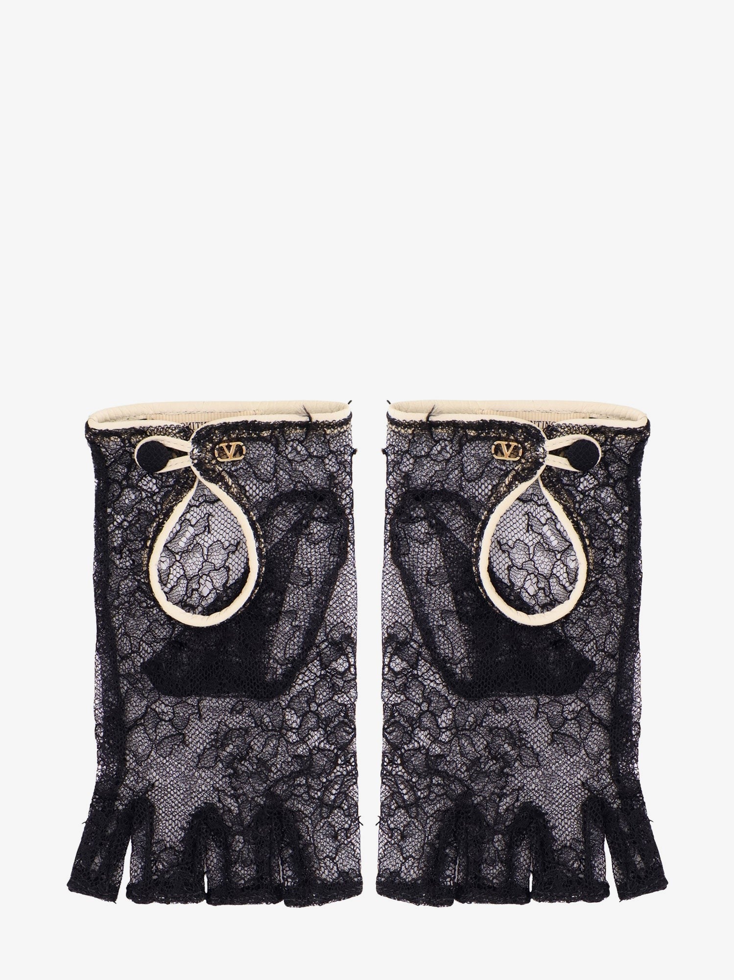 Valentino Garavani Lace gloves with leather profiles