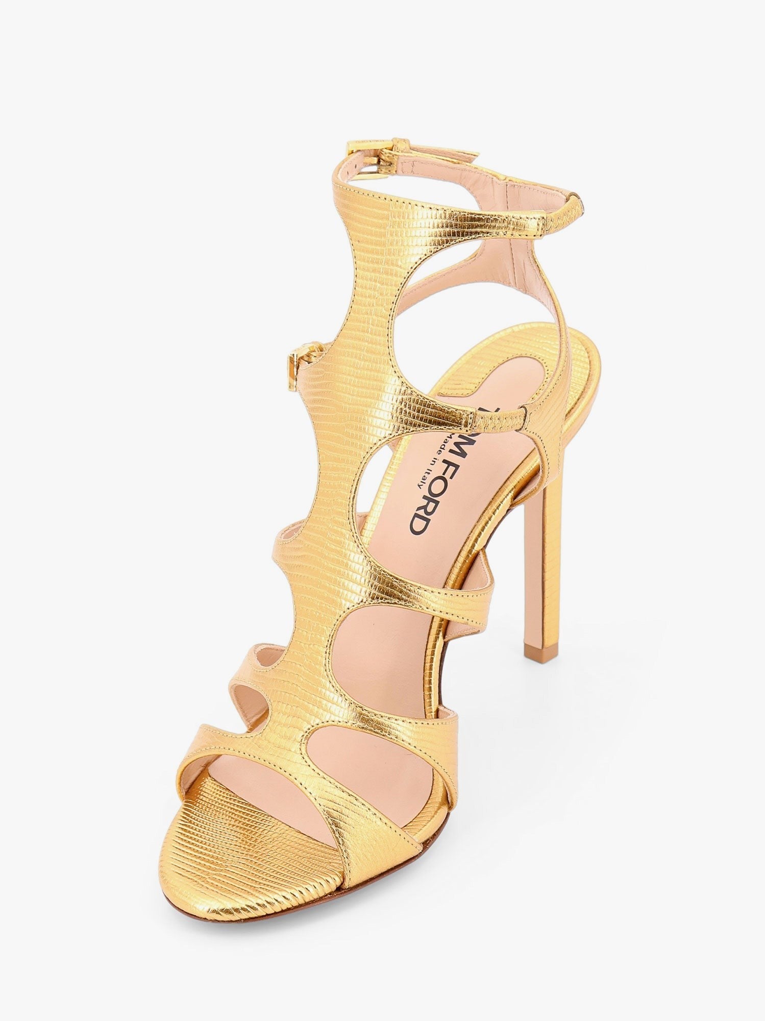 Tom Ford Laminated leather sandals with croco print
