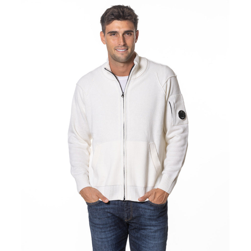 CP Company Labswool Lens-Detailed Zipped Cardigan Black