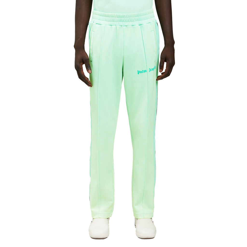 Palm Angels Neon Green Nylon Track Pants with Side Stripes