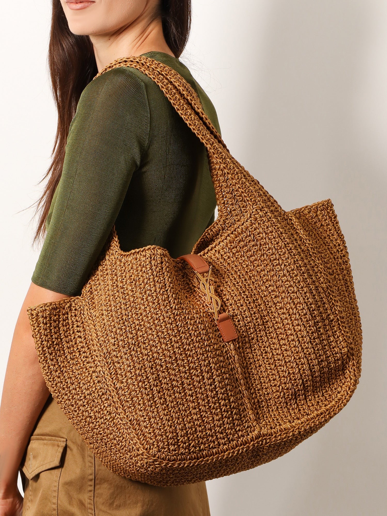 ショルダーバッグ・ポシェット SAINT LAURENT Le 5 a 7 Bea linen and leather shoulder bag Saint Laurent Le 5 à 7 Bea リネンとレザーのショルダーバッグ