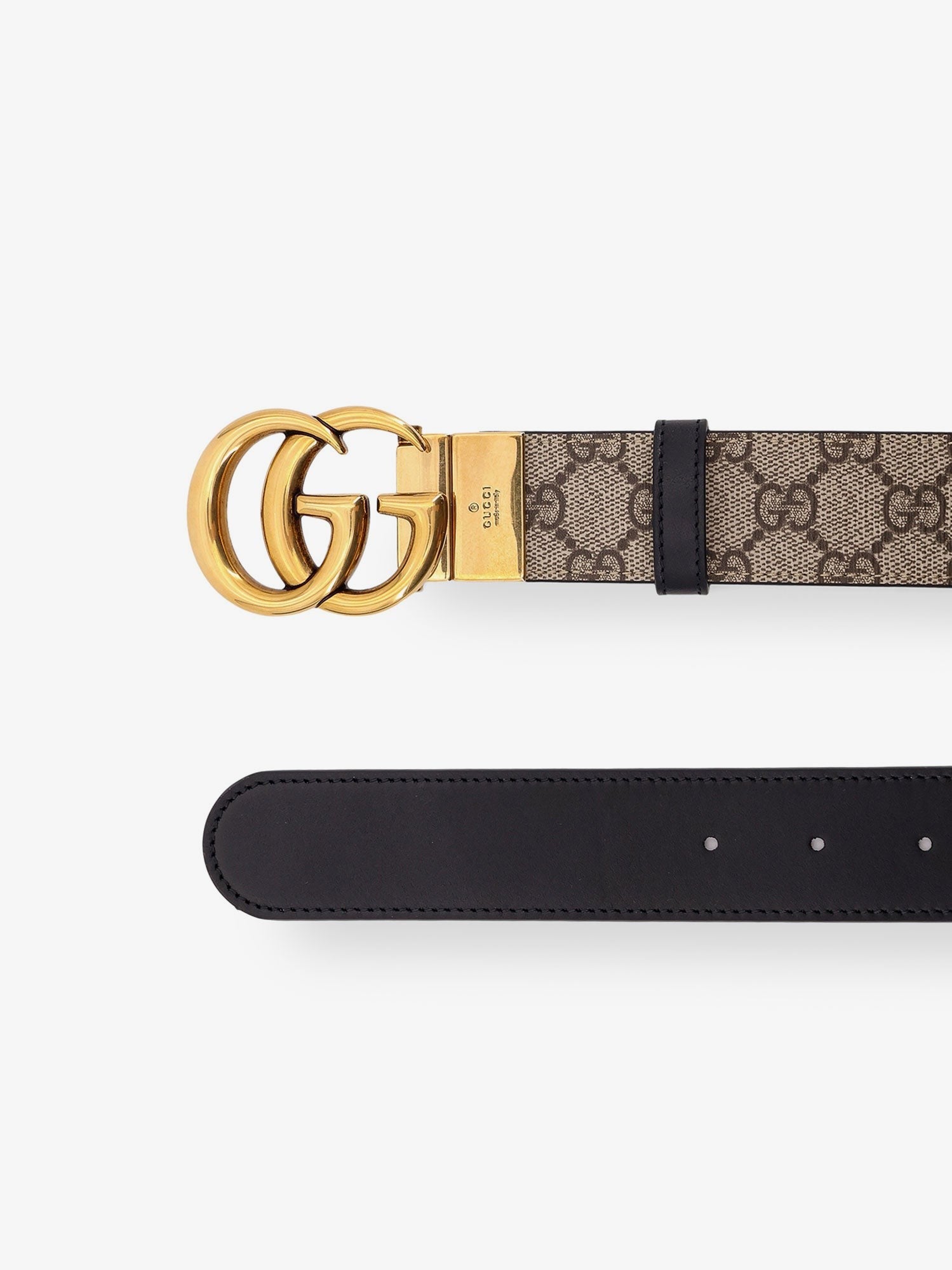 Gucci Leather and Supreme GG fabric reversible belt