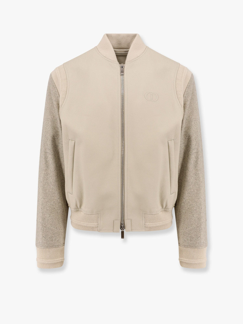 Dior Kožená a vlněná bunda s logem CD icon