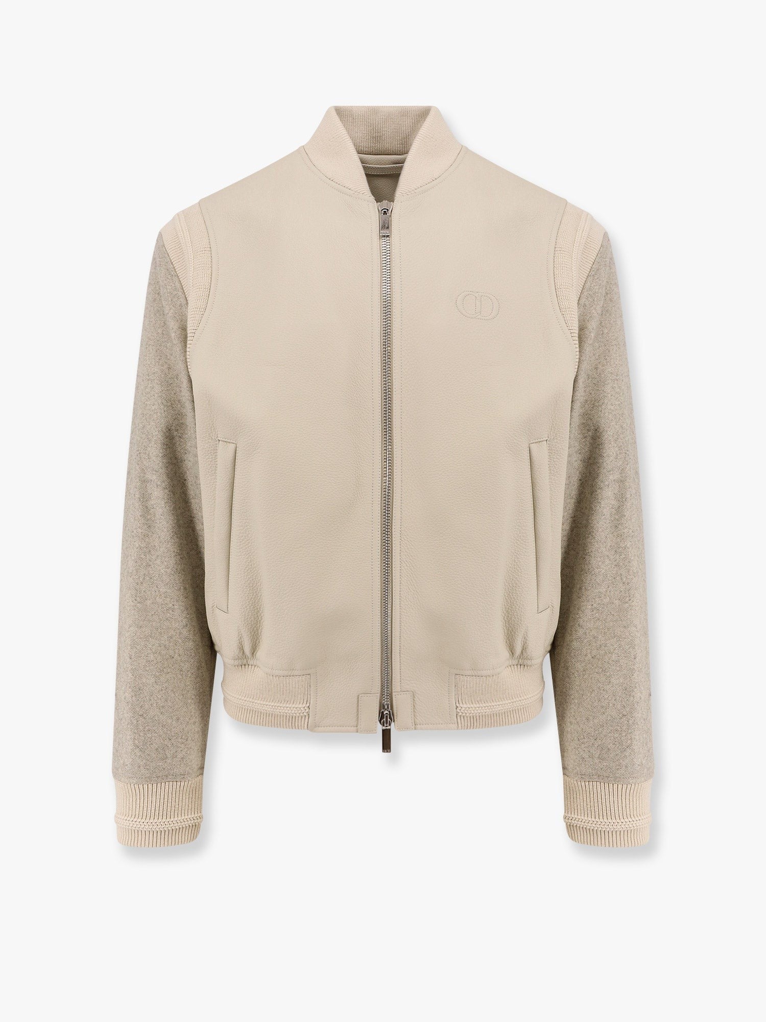 Dior レザー＆ウールジャケット CD iconロゴ付き