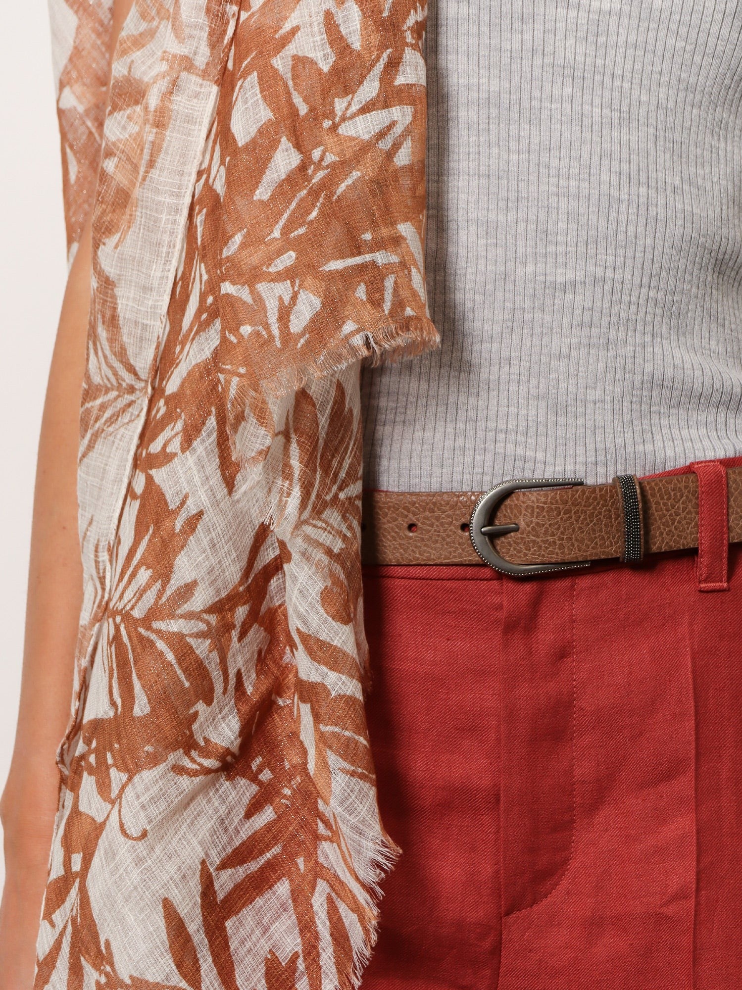 Brunello Cucinelli Leather belt with monili detail