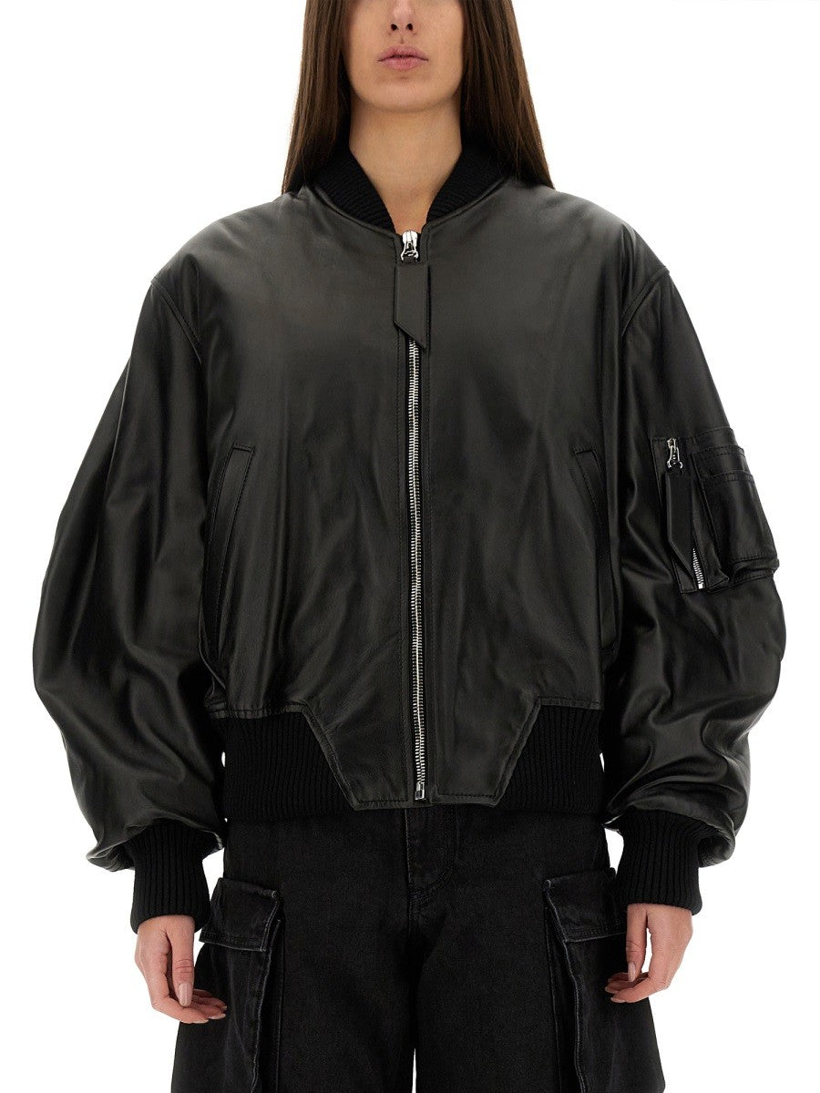 The Attico LEATHER BOMBER JACKET