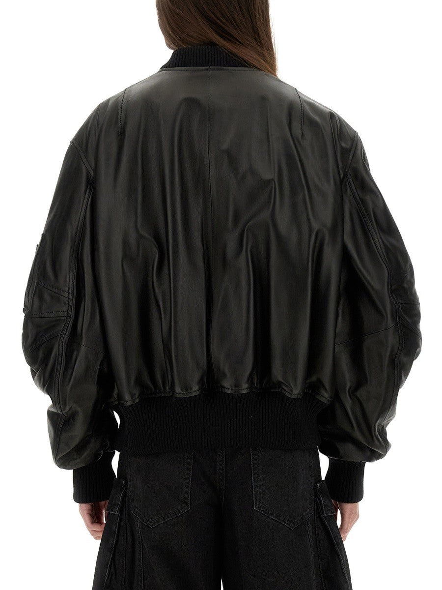 The Attico LEATHER BOMBER JACKET