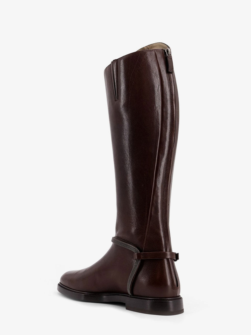 Brunello Cucinelli Leather boots with Monili detail