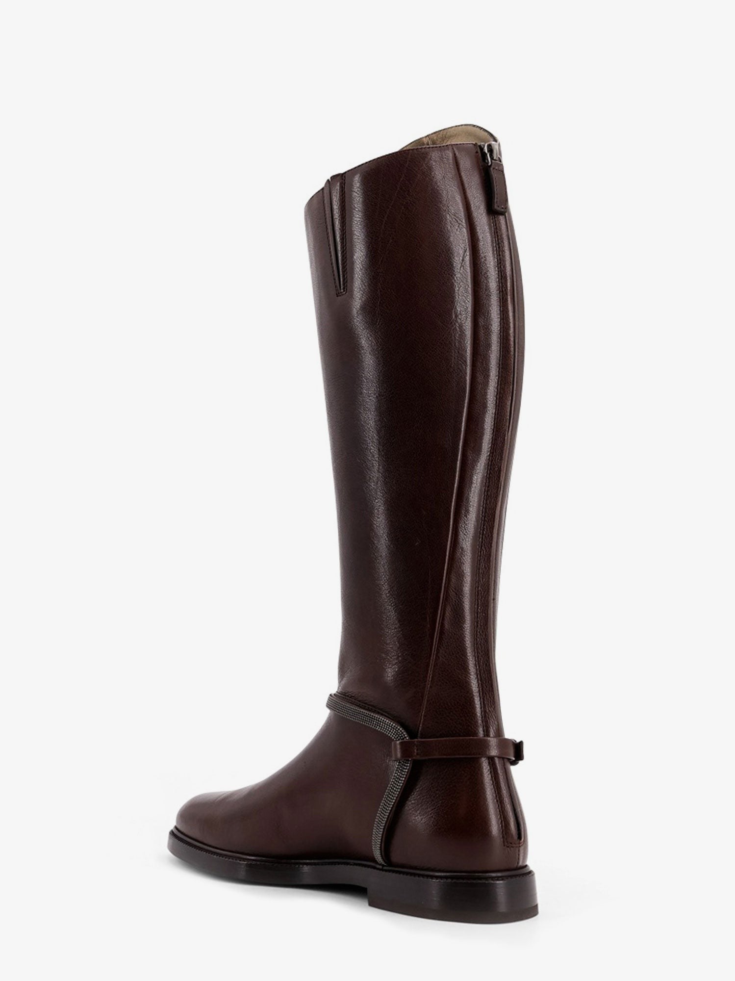 Brunello Cucinelli Leather boots with Monili detail