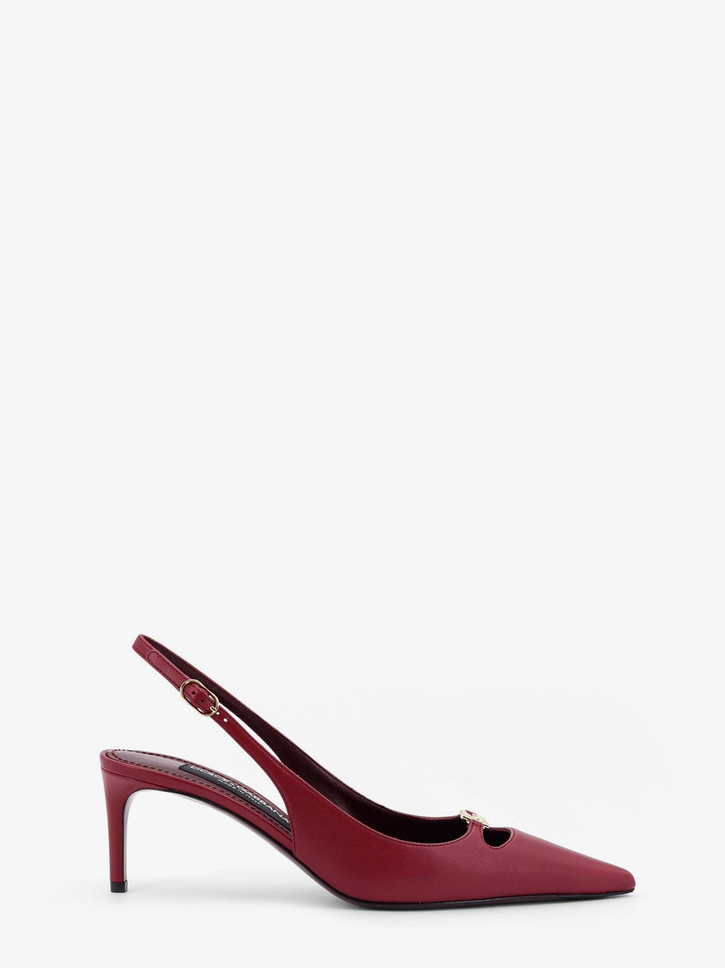 Dolce & Gabbana Odinės dekoltė slingback bateliai su metaliniu logotipu