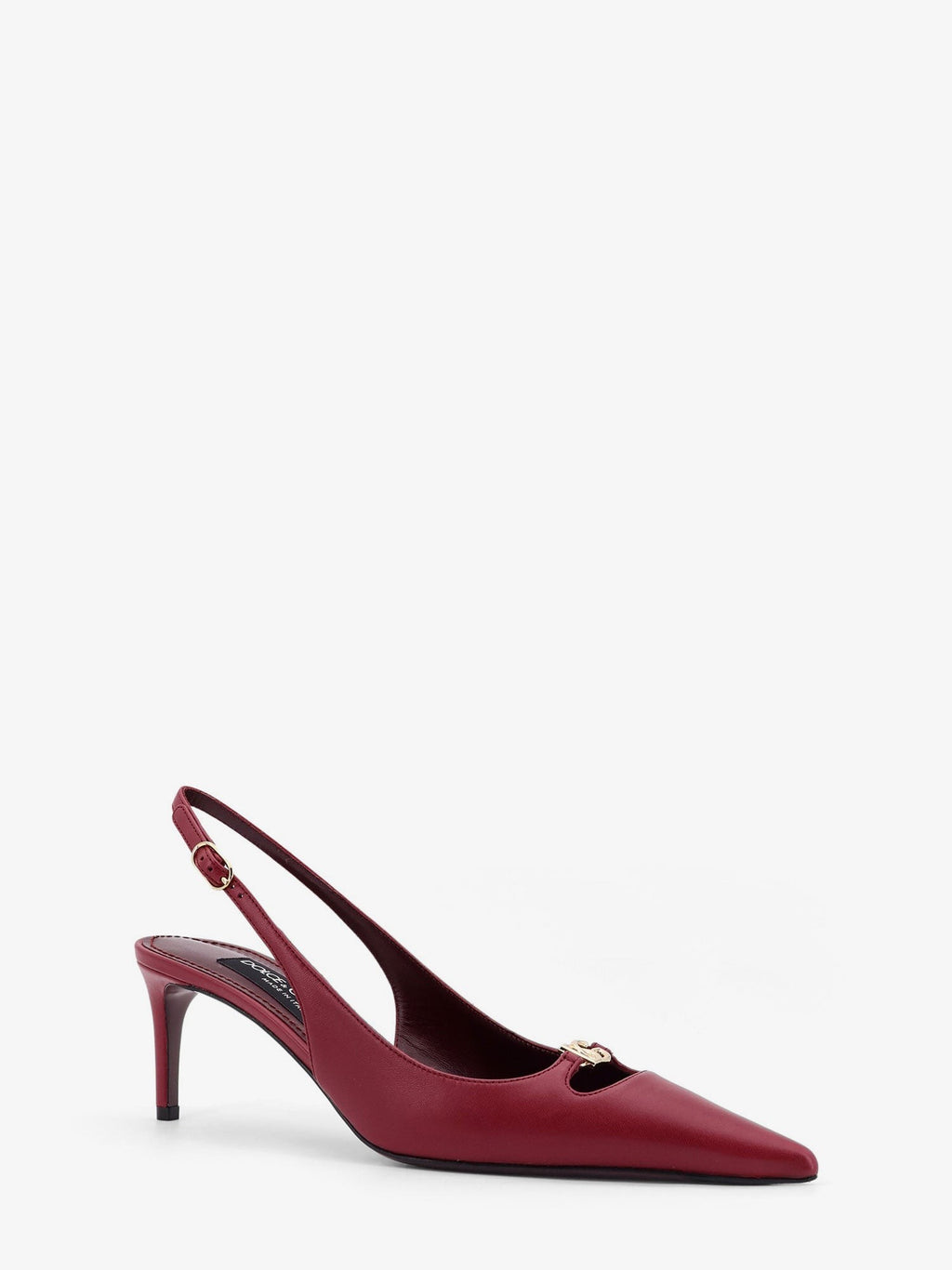 Dolce & Gabbana Odinės dekoltė slingback bateliai su metaliniu logotipu