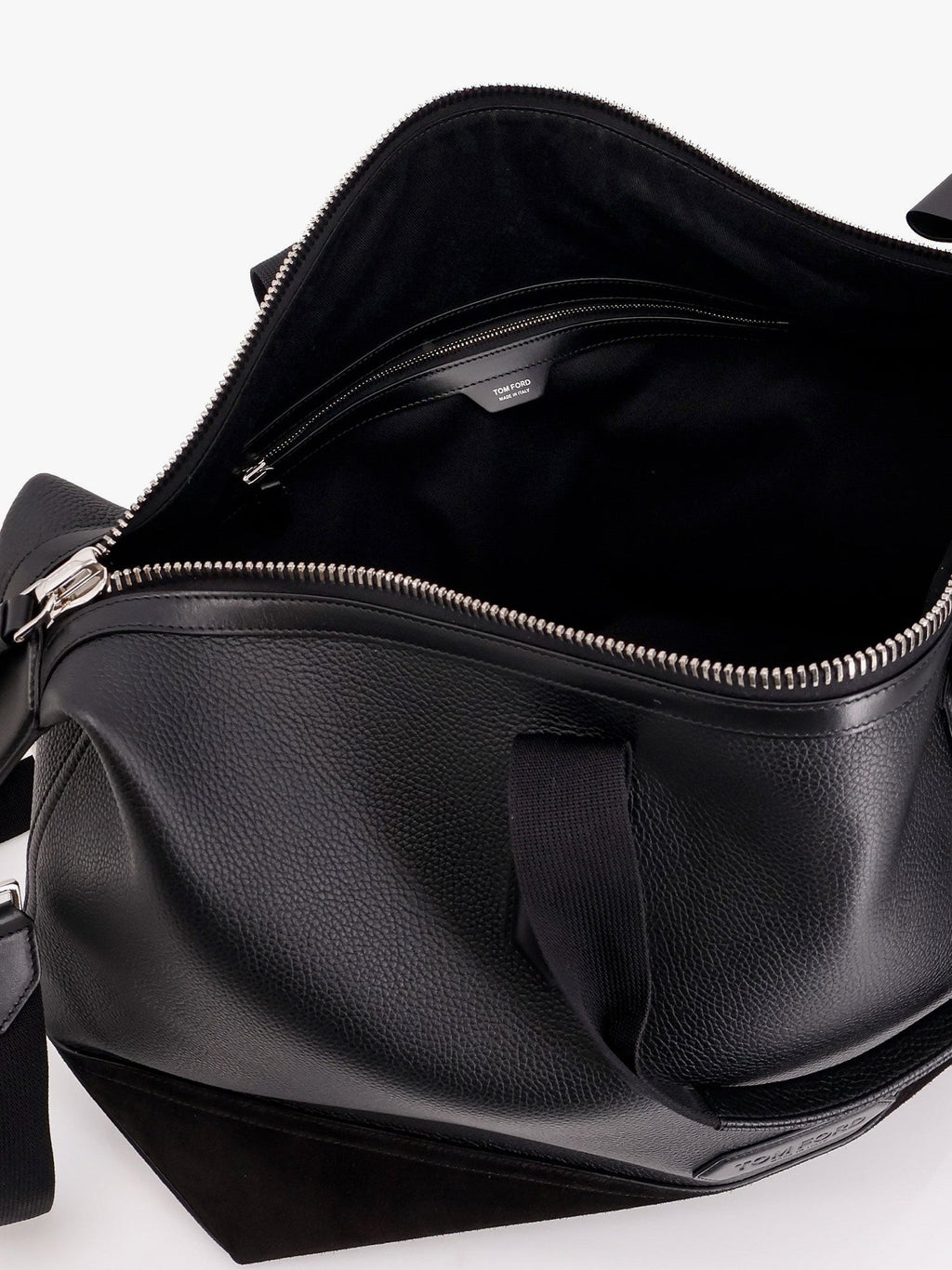 Tom Ford Leather duffle bag with suede inserts and logo patch