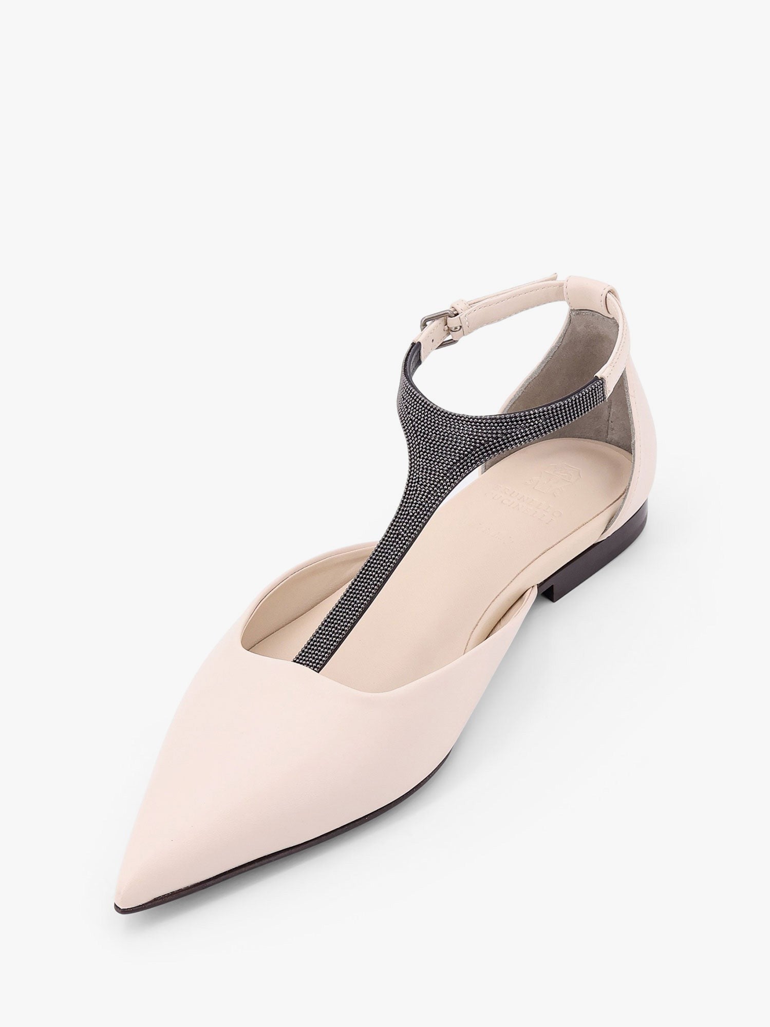 Brunello Cucinelli Leather sandals with monili detail on the front