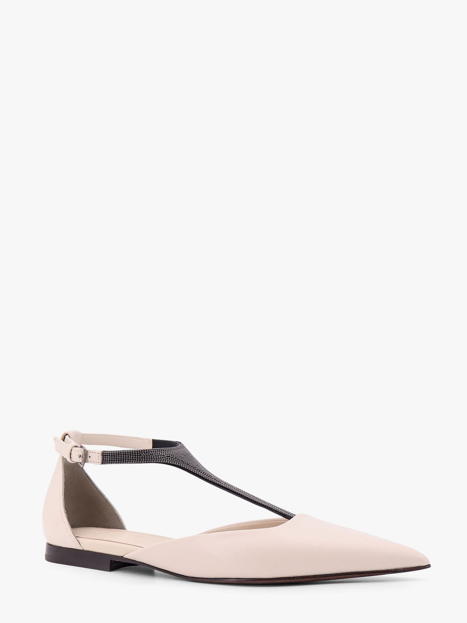 Brunello Cucinelli Leather sandals with monili detail on the front