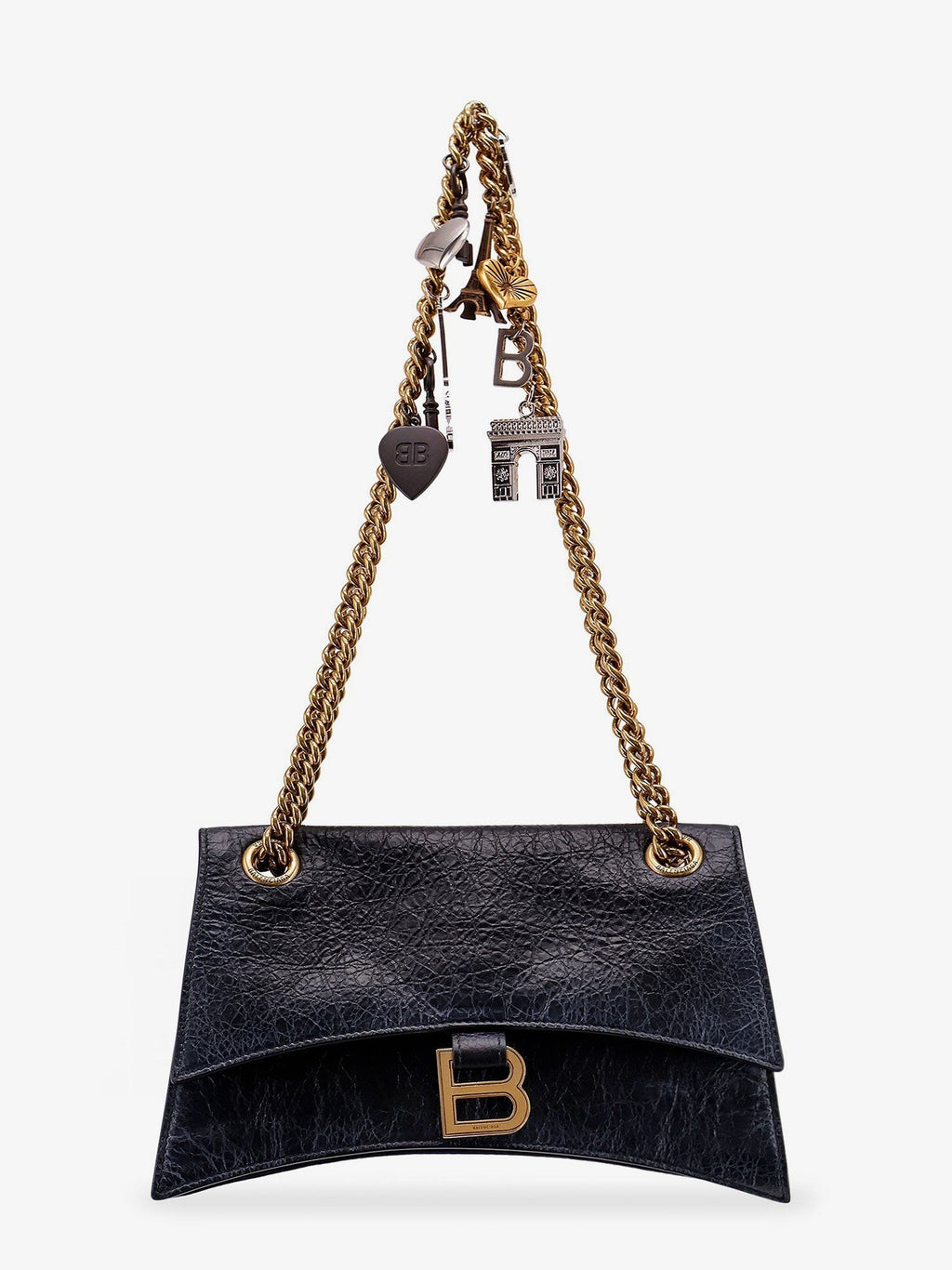 Balenciaga Axelväska i läder med sliten effekt och ikonisk metallogotyp