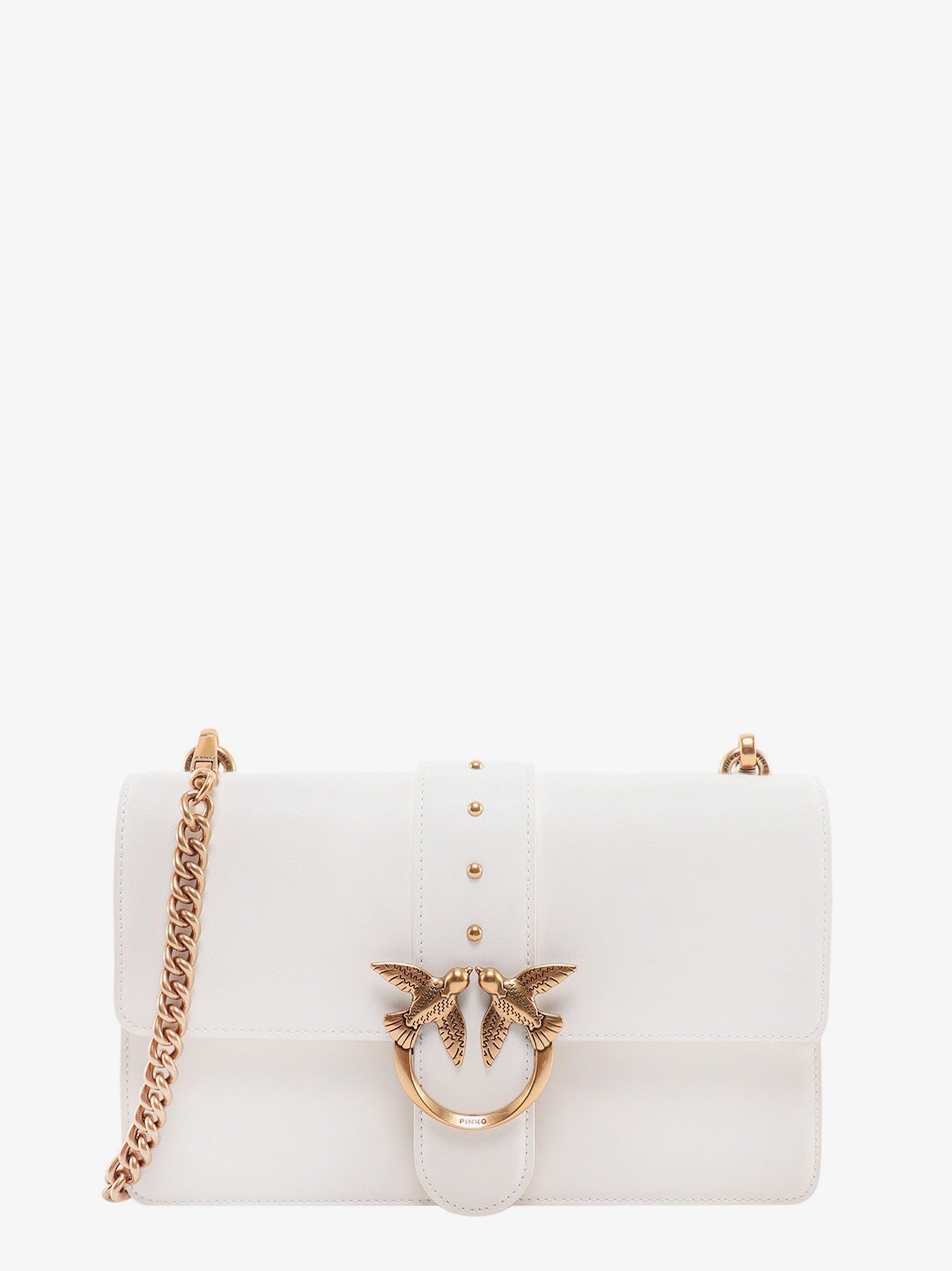 Pinko Leather shoulder bag with love birds buckle