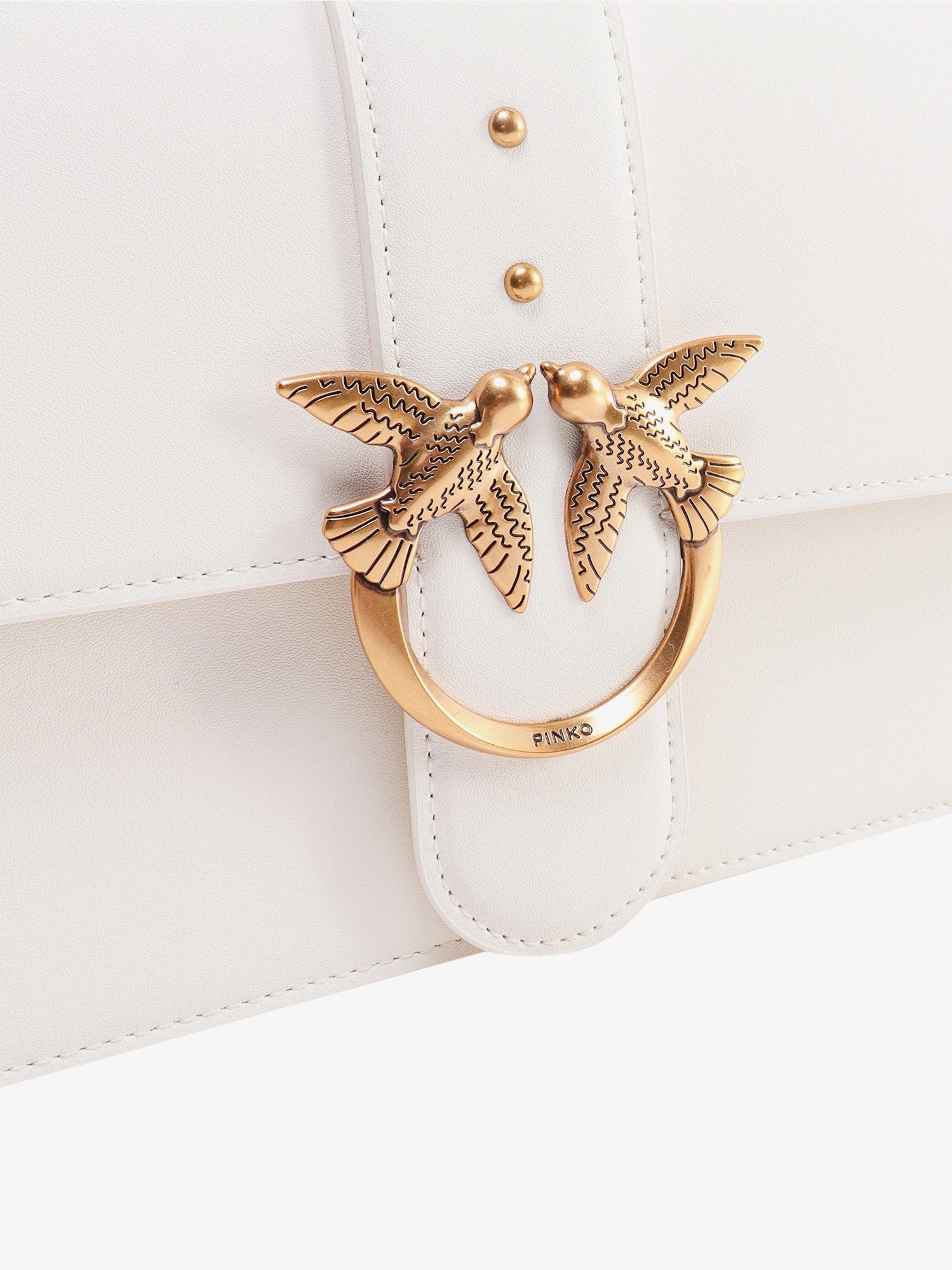 Pinko Leather shoulder bag with love birds buckle