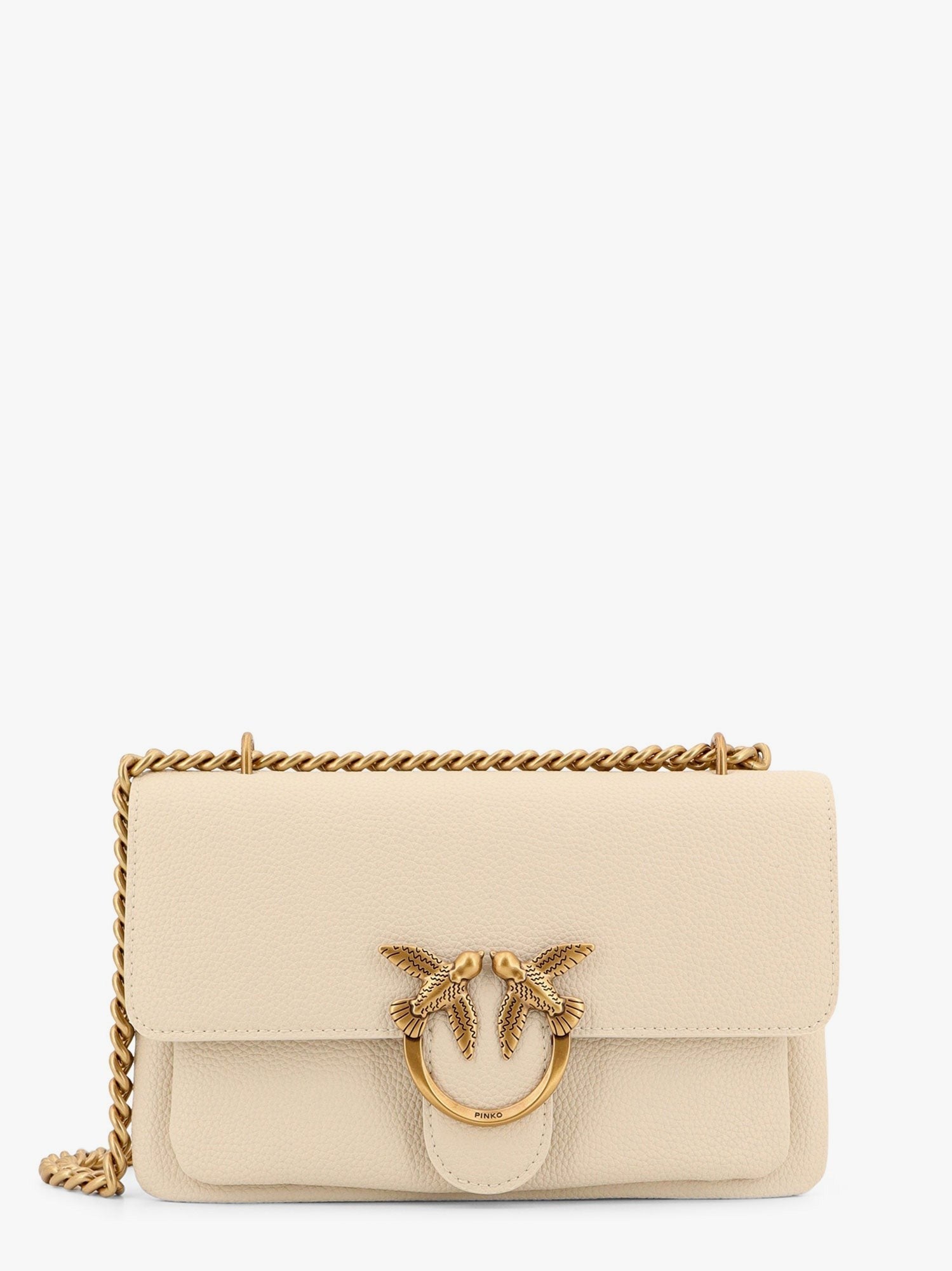 Pinko Leather shoulder bag with metal love birds buckle