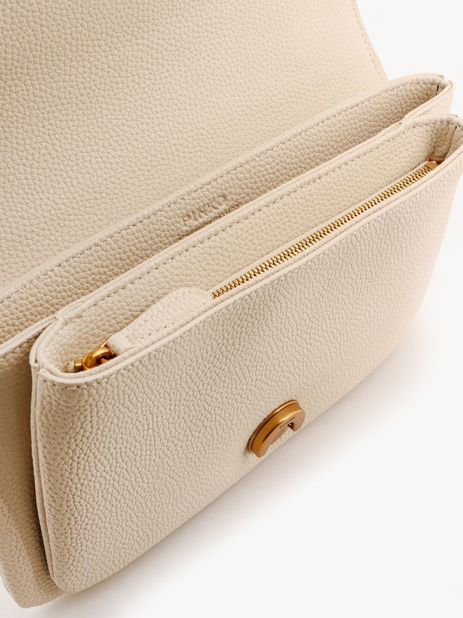 Pinko Leather shoulder bag with metal love birds buckle
