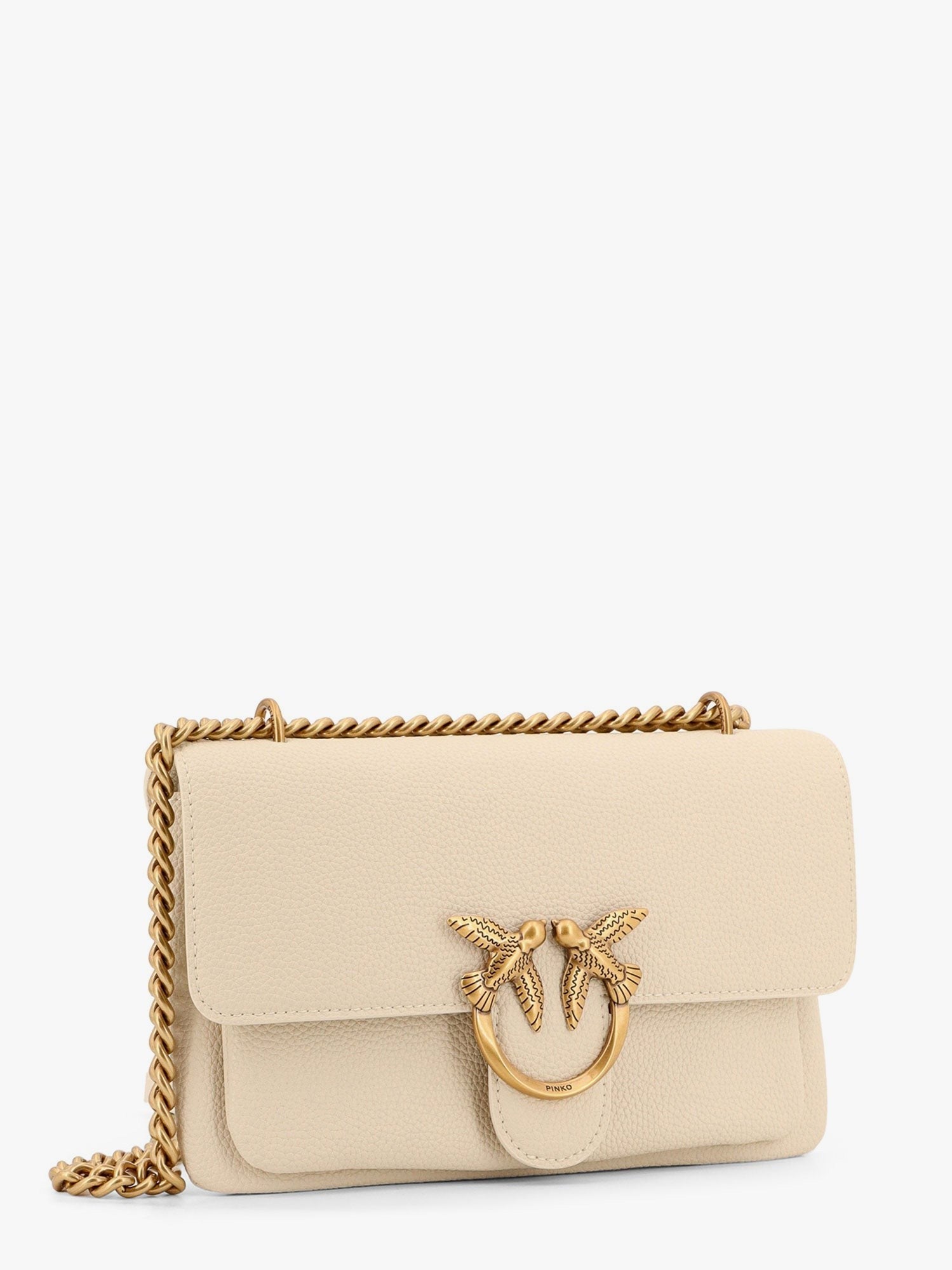 Pinko Leather shoulder bag with metal love birds buckle