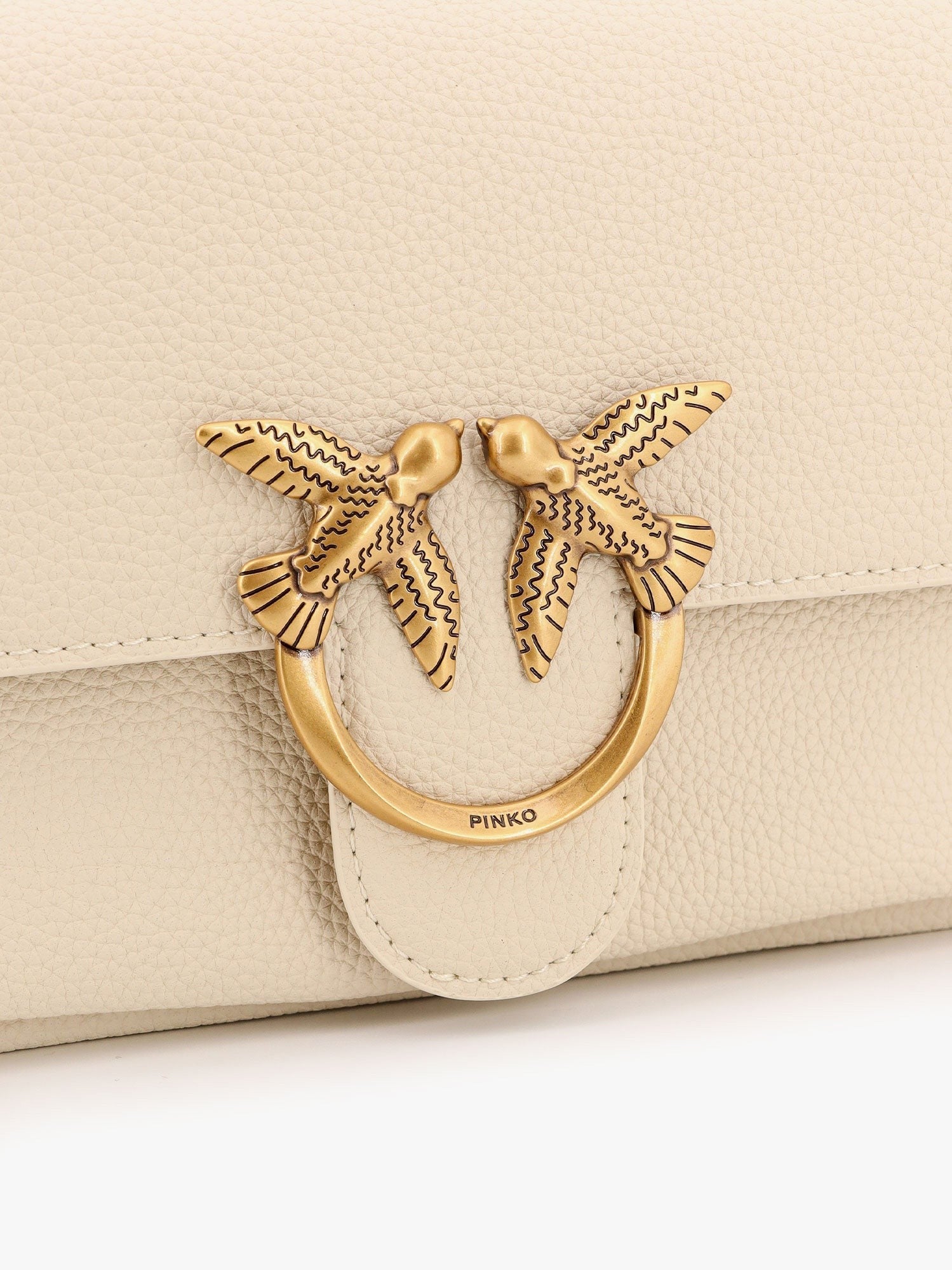 Pinko Leather shoulder bag with metal love birds buckle