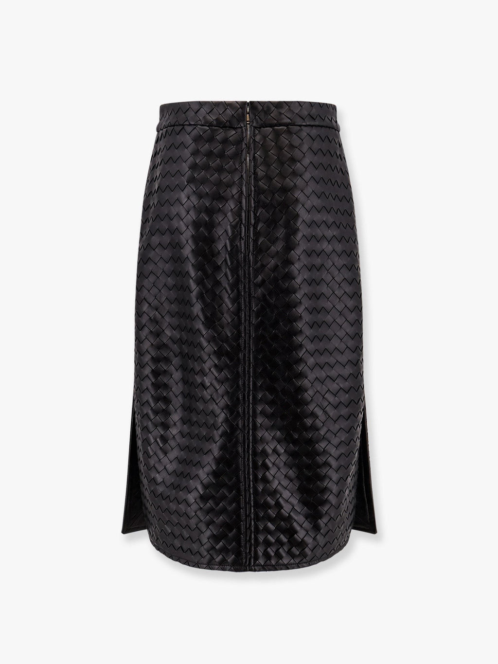 Bottega Veneta Lederrock mit Intrecciato-Motiv