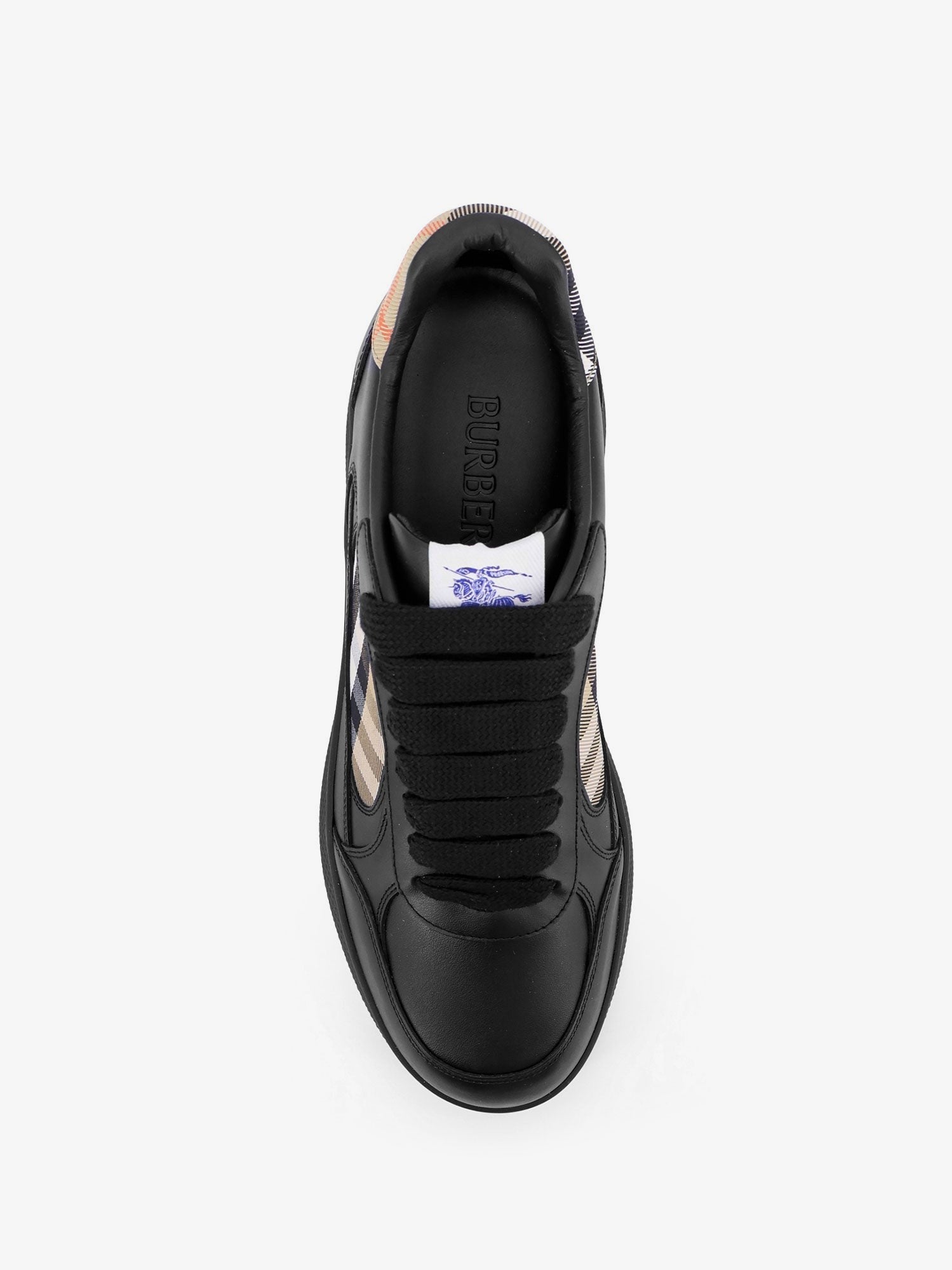Burberry Skinn sneakers med Traditional Check innlegg
