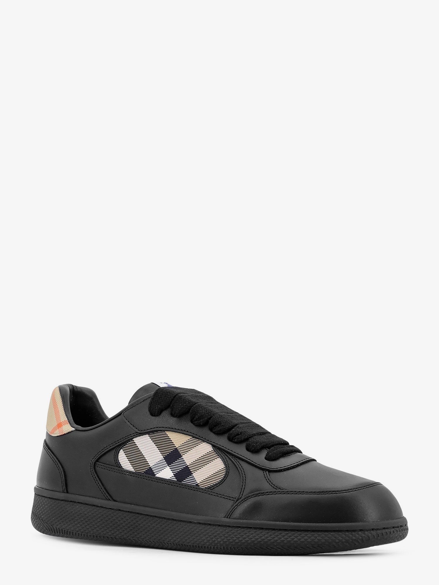 Burberry Skinn sneakers med Traditional Check innlegg