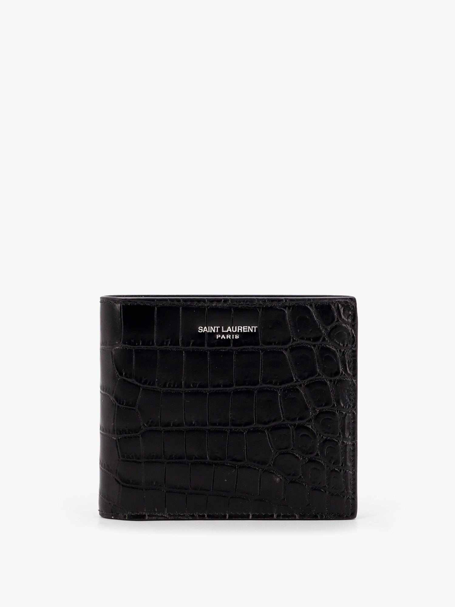 Saint Laurent portefeuille en cuir avec logo lettré embossé sur le devant