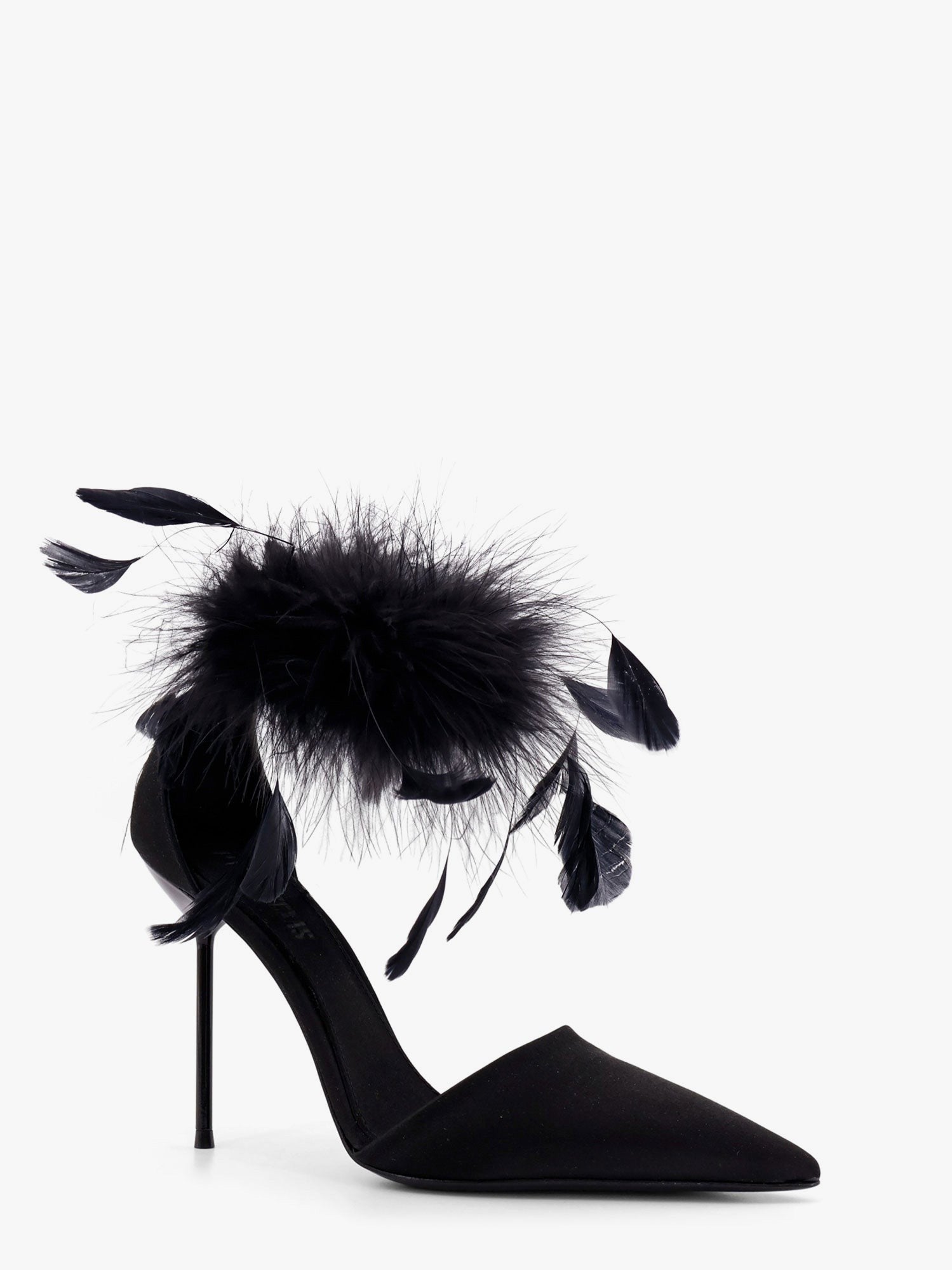 Paris Texas Lidia satin sandals with feather detail