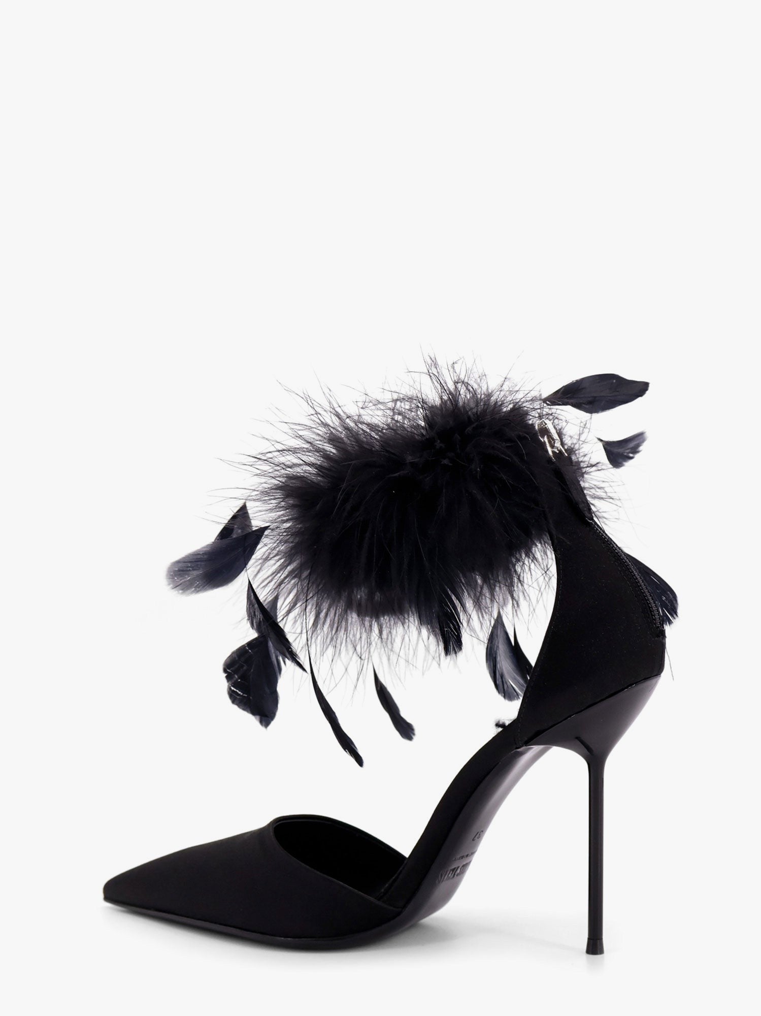 Paris Texas Lidia satin sandals with feather detail