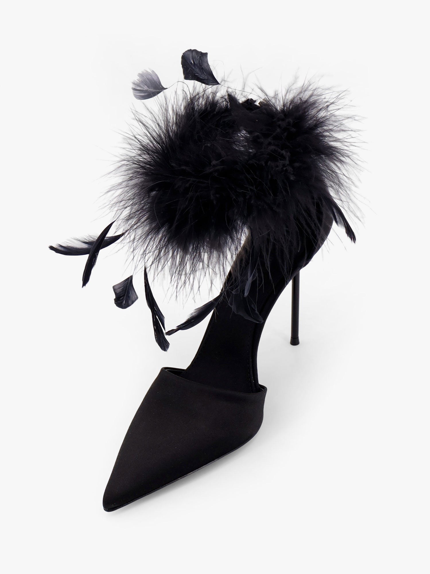 Paris Texas Lidia satin sandals with feather detail