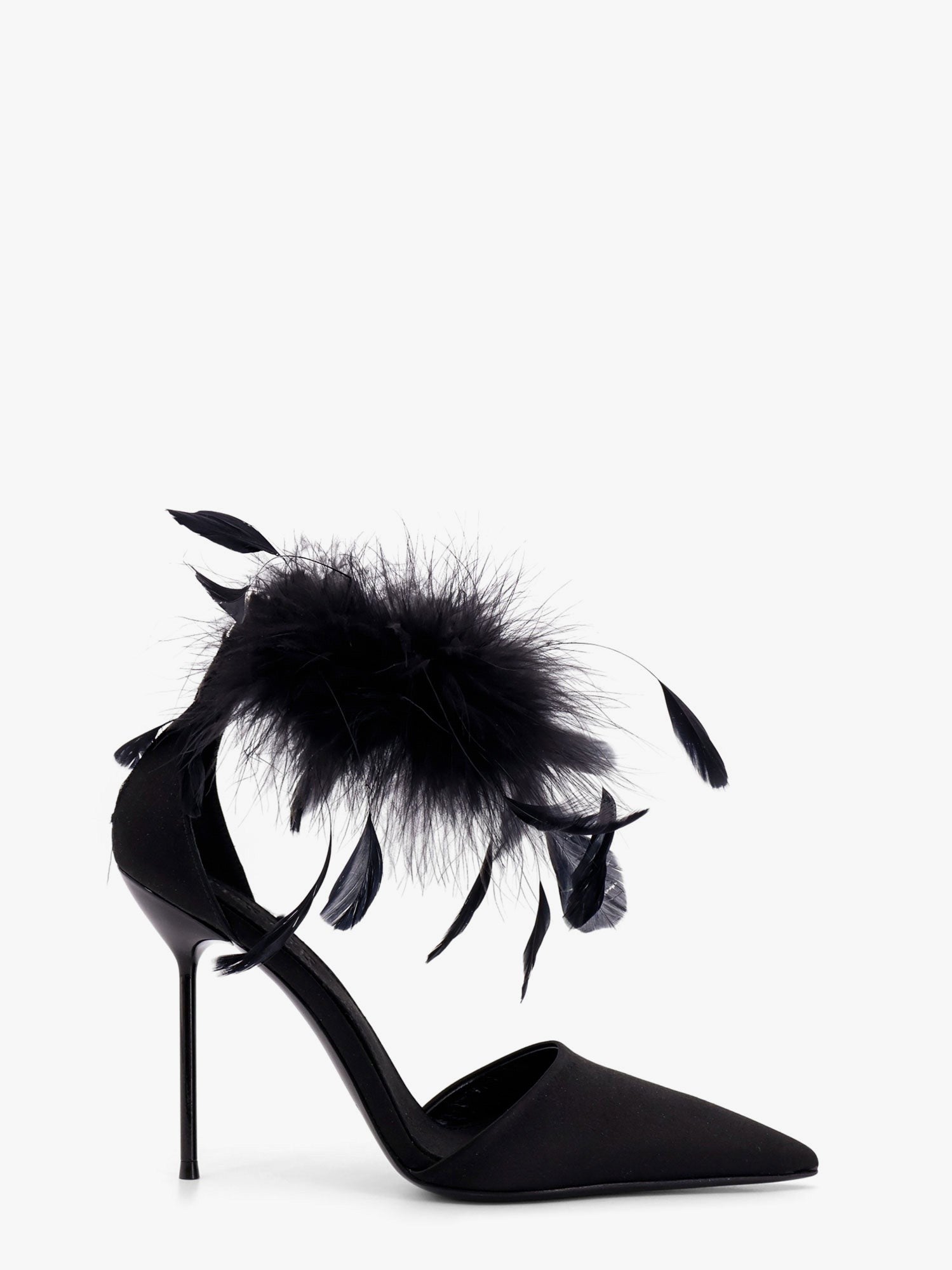 Paris Texas Lidia satin sandals with feather detail