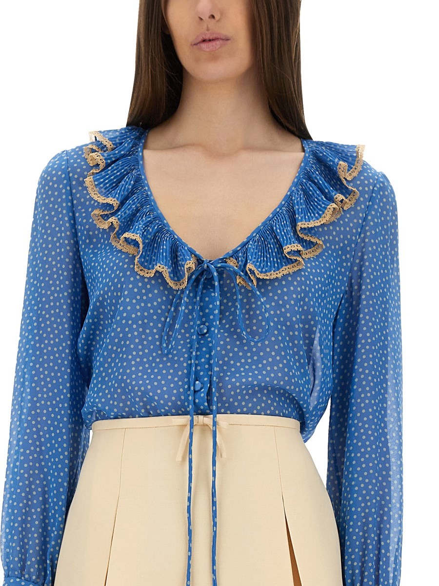Valentino HEMD AUS LEICHTER GEORGETTE MIT PLUSDEPOIS-PRINT