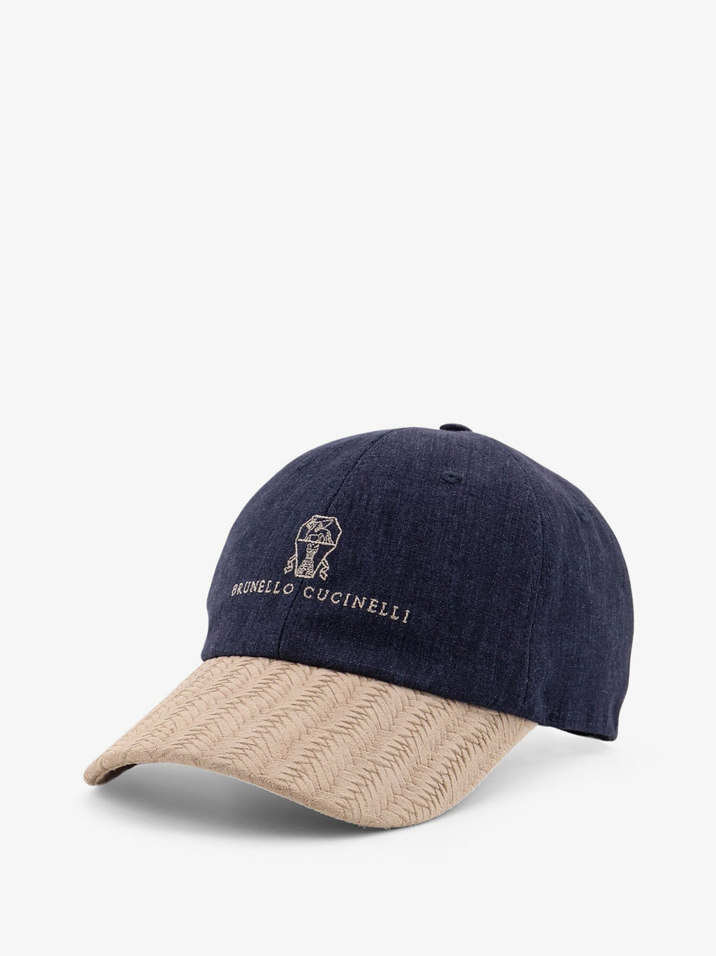 Brunello Cucinelli Leinen-Baseballkappe mit Wildlederschirm